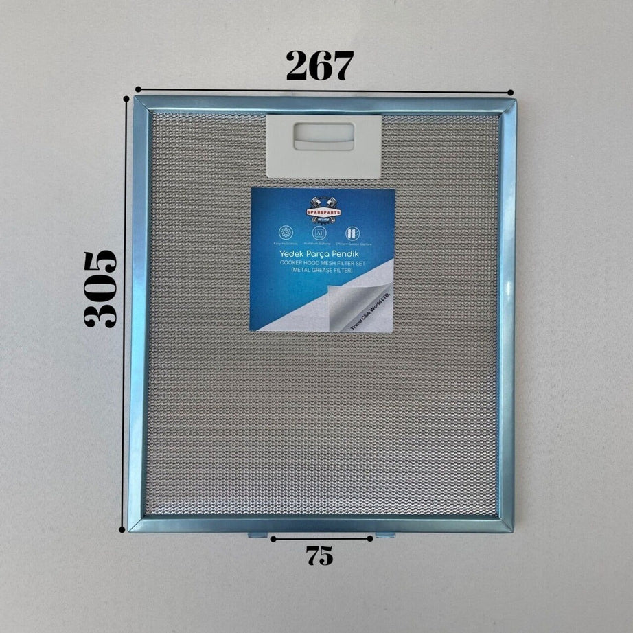 Elica : AMETISTA EASY BLA | 267x305 mm | Aspiratör & Davlumbaz Tel Yağ Filtresi | Model: 4055250429 - 063410455 | 26,7x30,5 cm