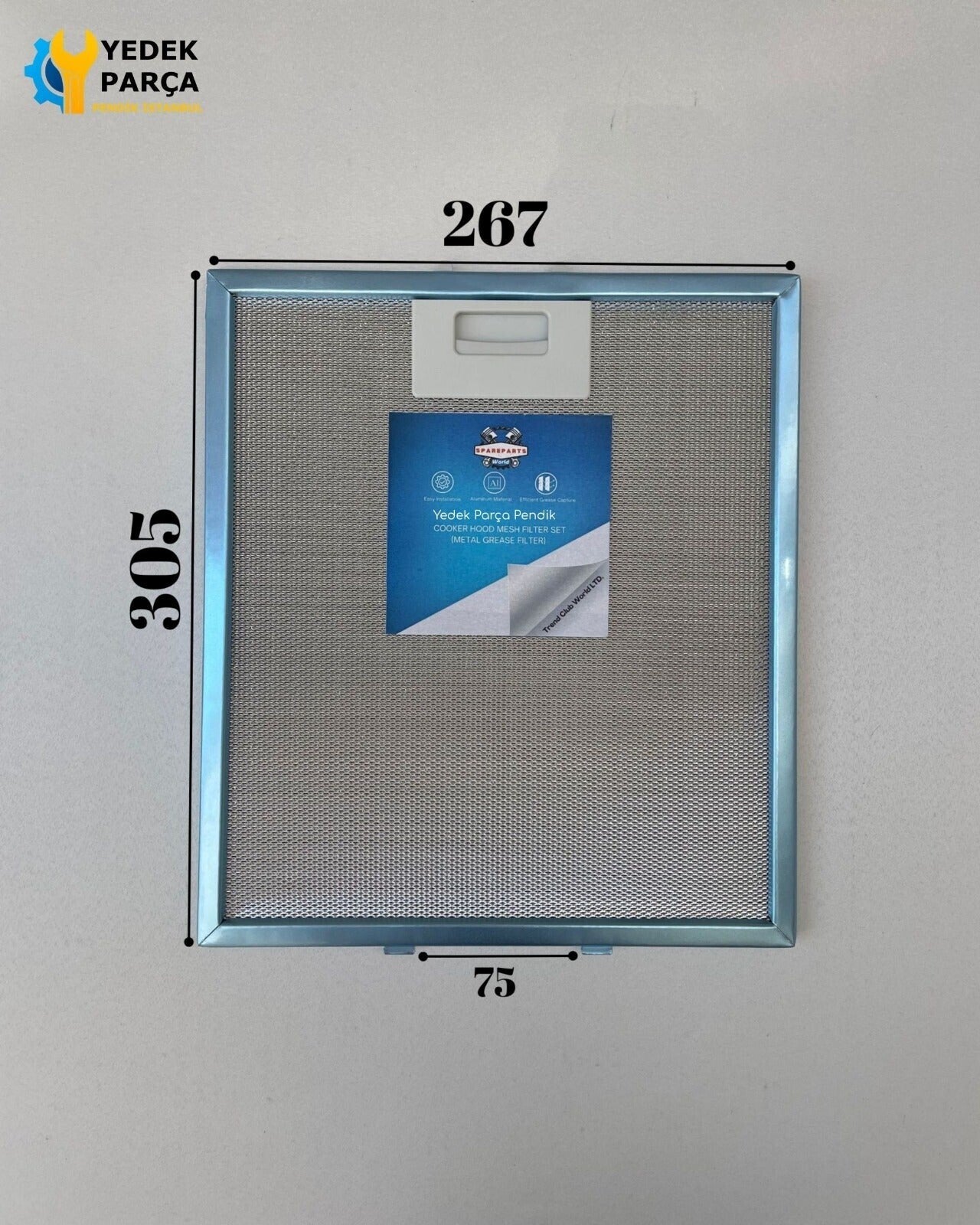AEG : AWS8445AW | 267x305 mm | Aspiratör & Davlumbaz Tel Yağ Filtresi | Model: 4055250429 - 063410455 | 26,7x30,5 cm
