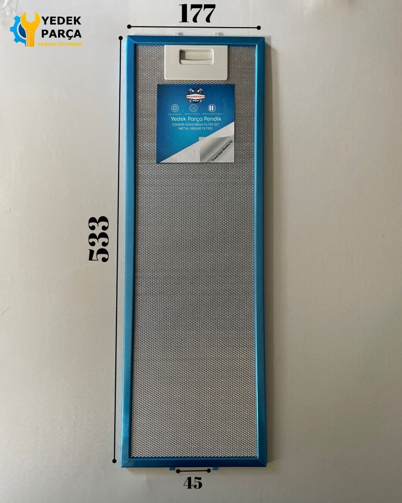 177x533 mm Aspiratör & Davlumbaz Tel Yağ Filtresi | Model: 481248058305 - C00345800 | 17,7x53,3 cm