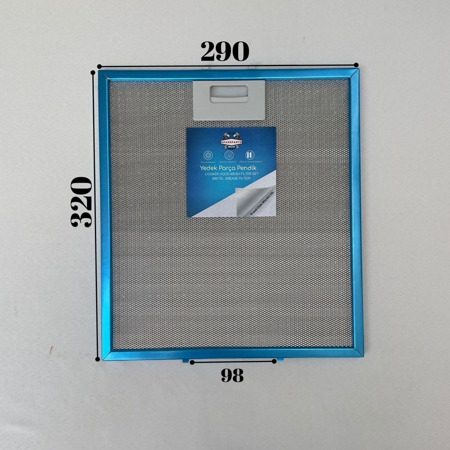 290x320 mm | Aspiratör & Davlumbaz Tel Yağ Filtresi | Model: 40472718 | 29x32 cm