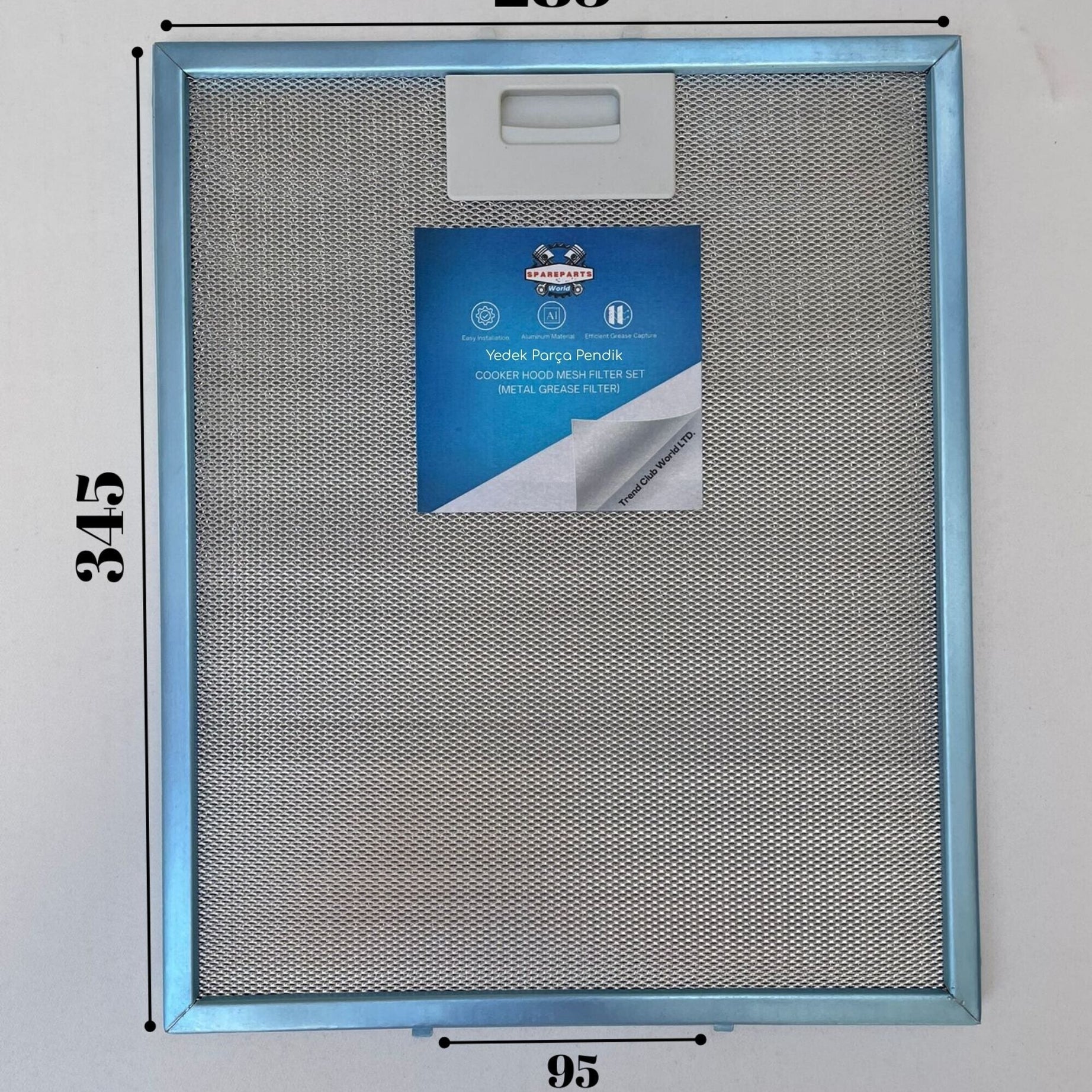 Electrolux: 94202247100 | 285x345 mm | Aspiratör & Davlumbaz Tel Yağ Filtresi | Model: 80877665 | 28,5x34,5 cm