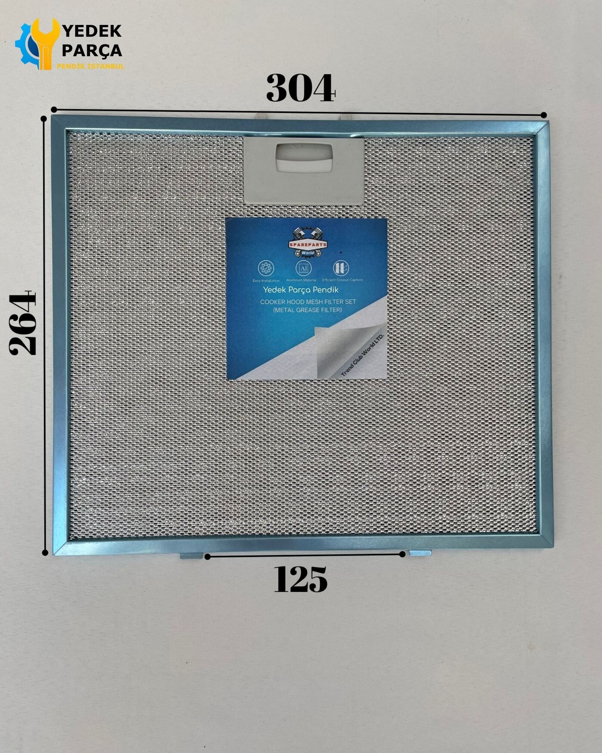 304x264 mm | Aspiratör & Davlumbaz Tel Yağ Filtresi | Model: 00431771 | 30,4x26,4 cm