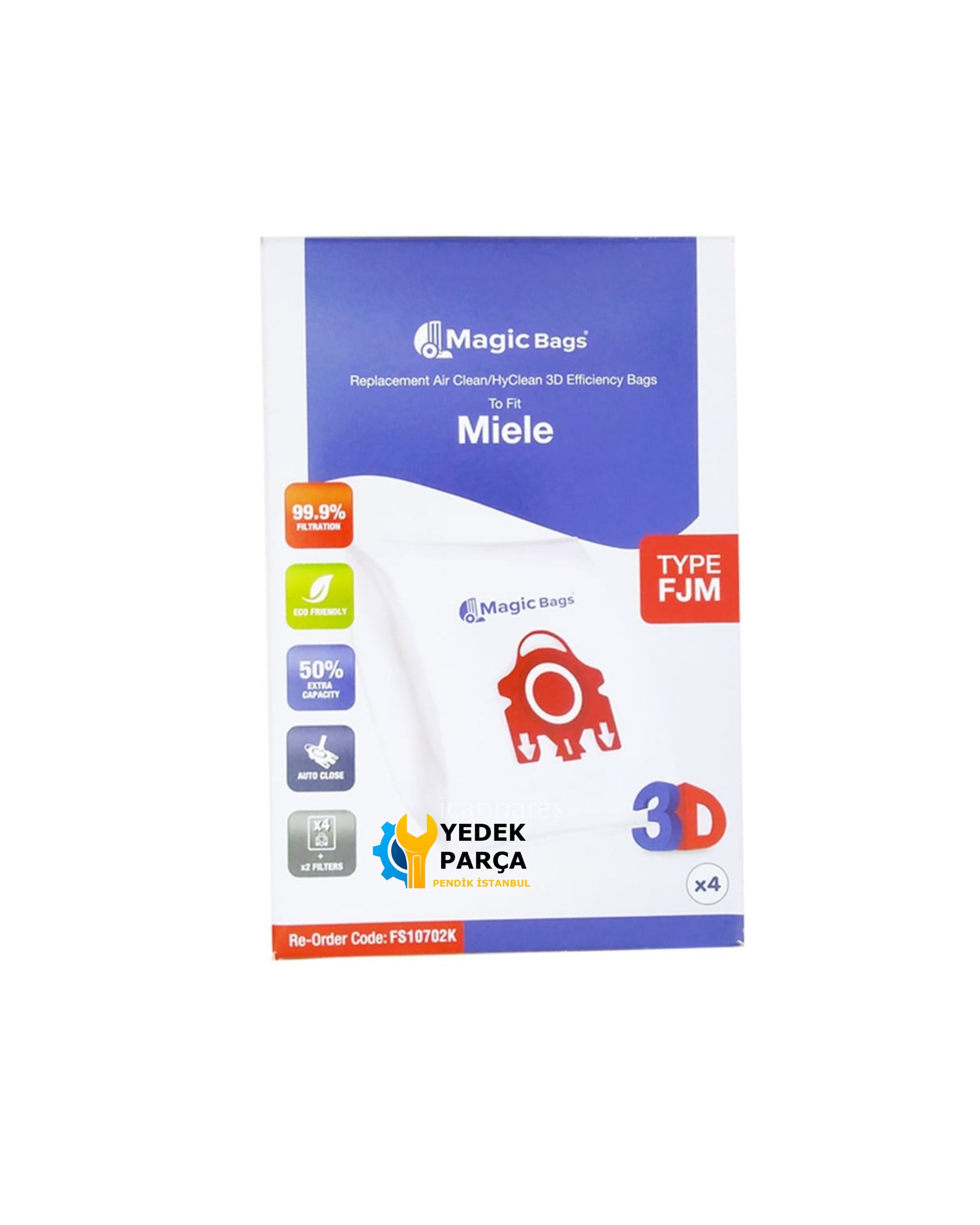 Miele Uyumlu Typ FJM Süpürge Toz Torbası 4 Adet