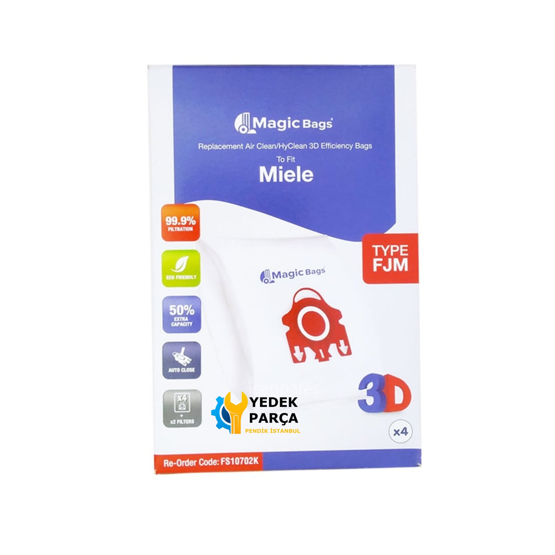Miele Uyumlu Typ J Süpürge Toz Torbası 4 Adet