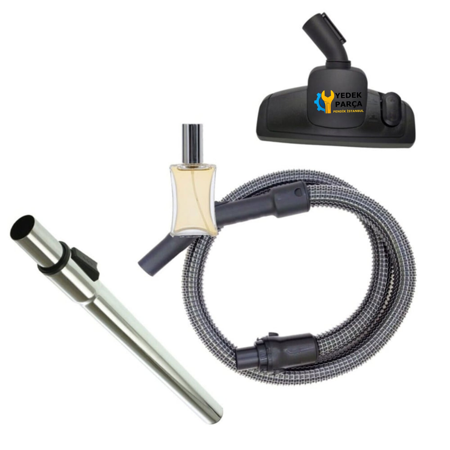 Beko Uyumlu BKS 1018 Süpürge Çelik Telli Emiş Hortumu Süpürücü Başlık Teleskopik Borusu Hediyeli