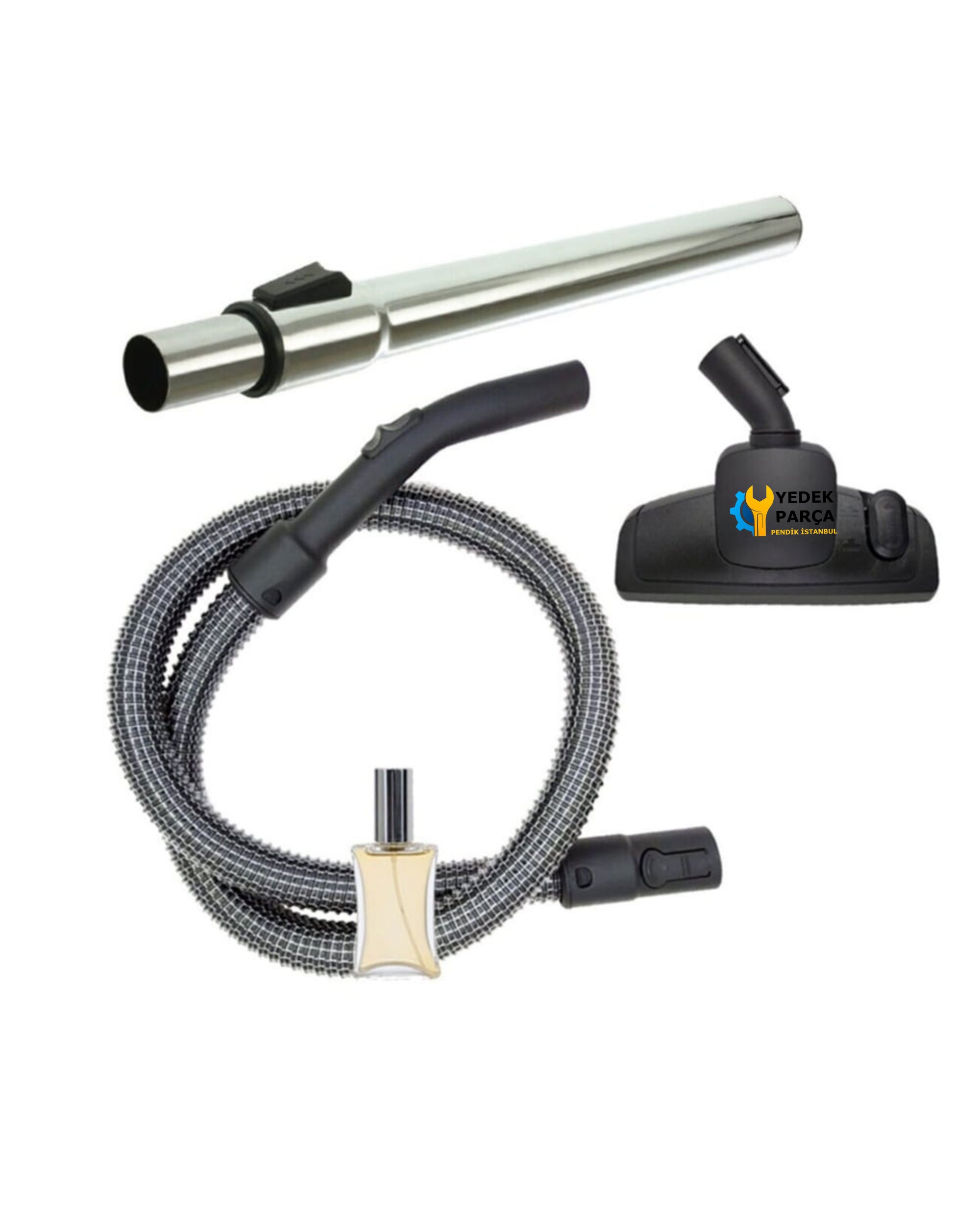 Bosch Uyumlu BSGL 52233 Elektrikli Süpürge Çelik Telli Hortumu Emici Yer Başlığı Teleskopik Boru Hediyeli