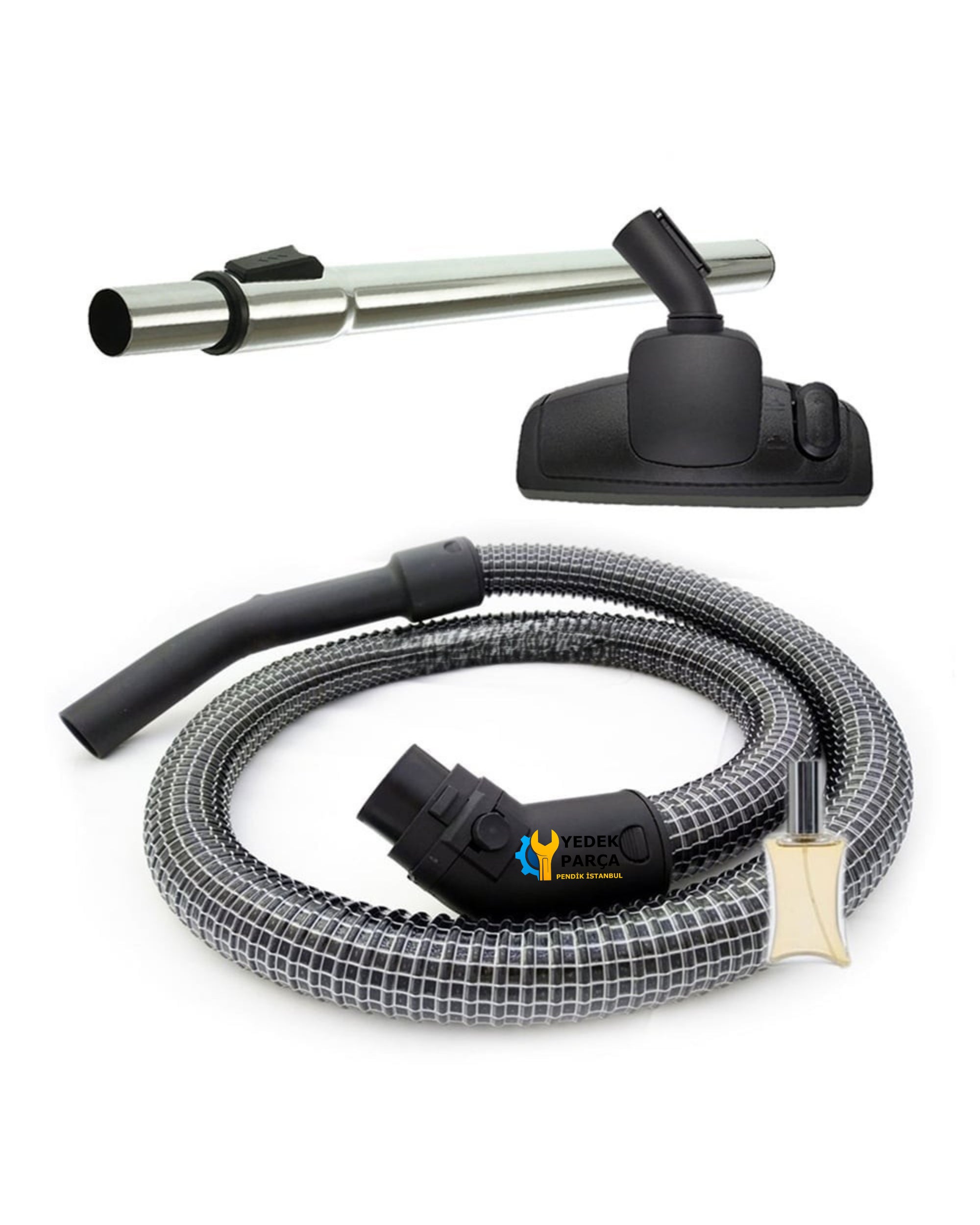 Fantom Uyumlu Misty DC 4200 Elektrikli Süpürge Çelik Telli Hortum Emici Yer Başlığı Teleskopik Boru Hediyeli