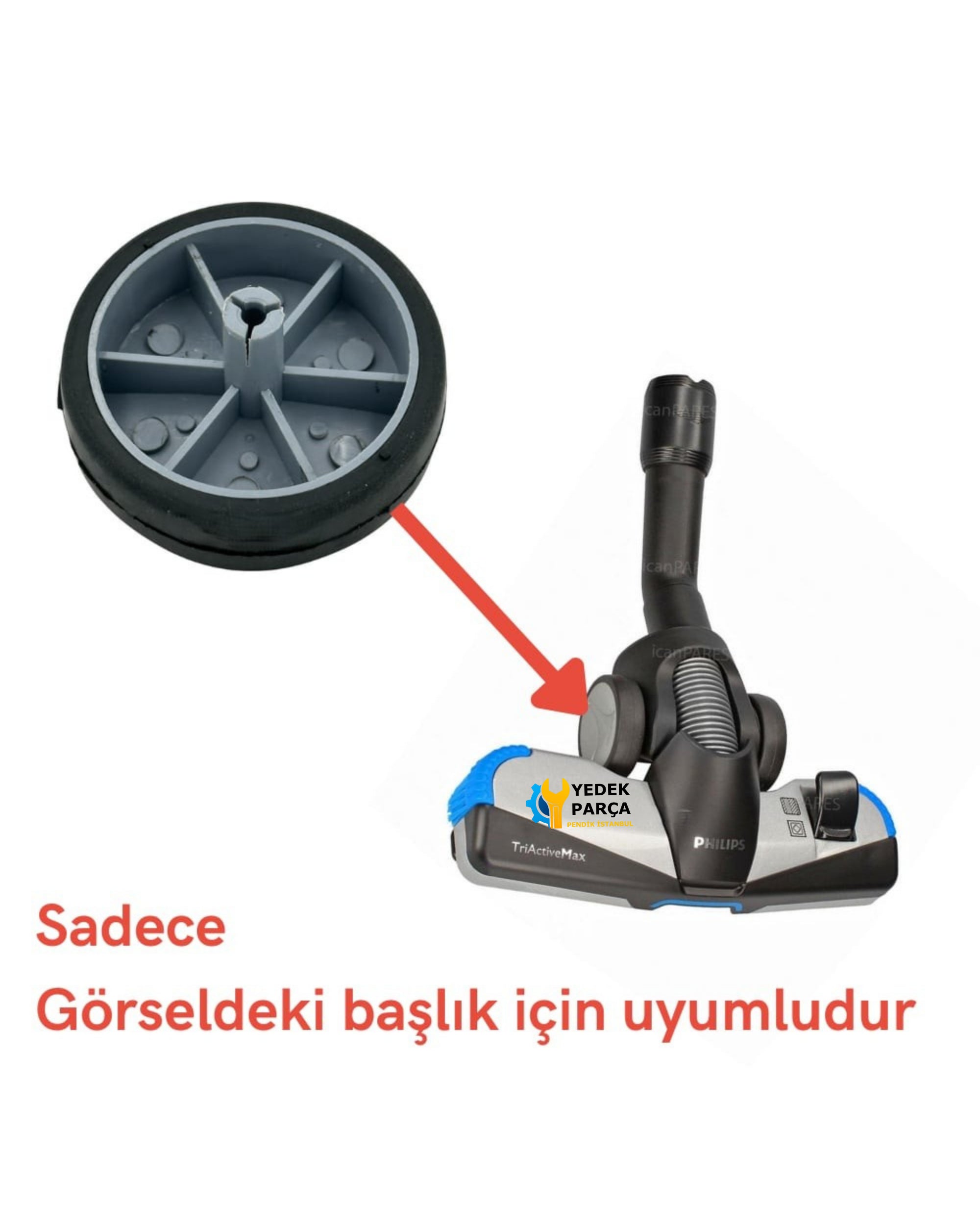 Philips Uyumlu FC 9929 Marathon Ultimate Süpürge Triactive Emici Başlık Tekerleği - Gri