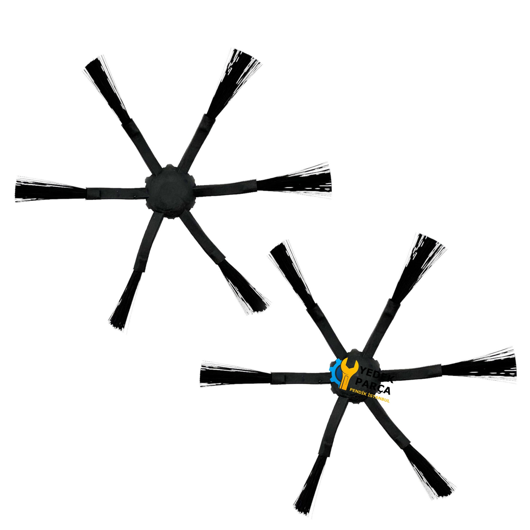 Xiaomi Uyumlu Mop 2 Pro, Mop 2 Ultra, Mop Pro 2+ 3D Robot Süpürge 2li 6 Kollu Yan Fırça Siyah