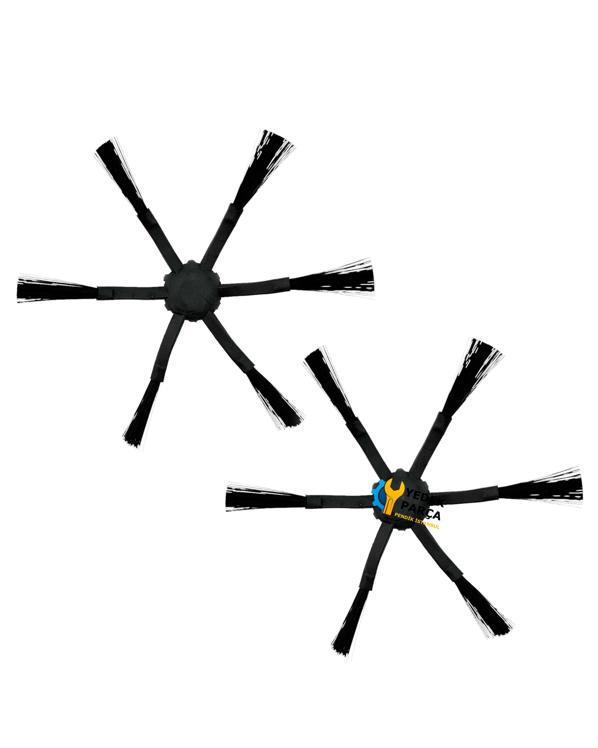 Xiaomi Uyumlu Mop 2 Pro, Mop 2 Ultra, Mop Pro 2+ 3D Robot Süpürge 2li 6 Kollu Yan Fırça Siyah