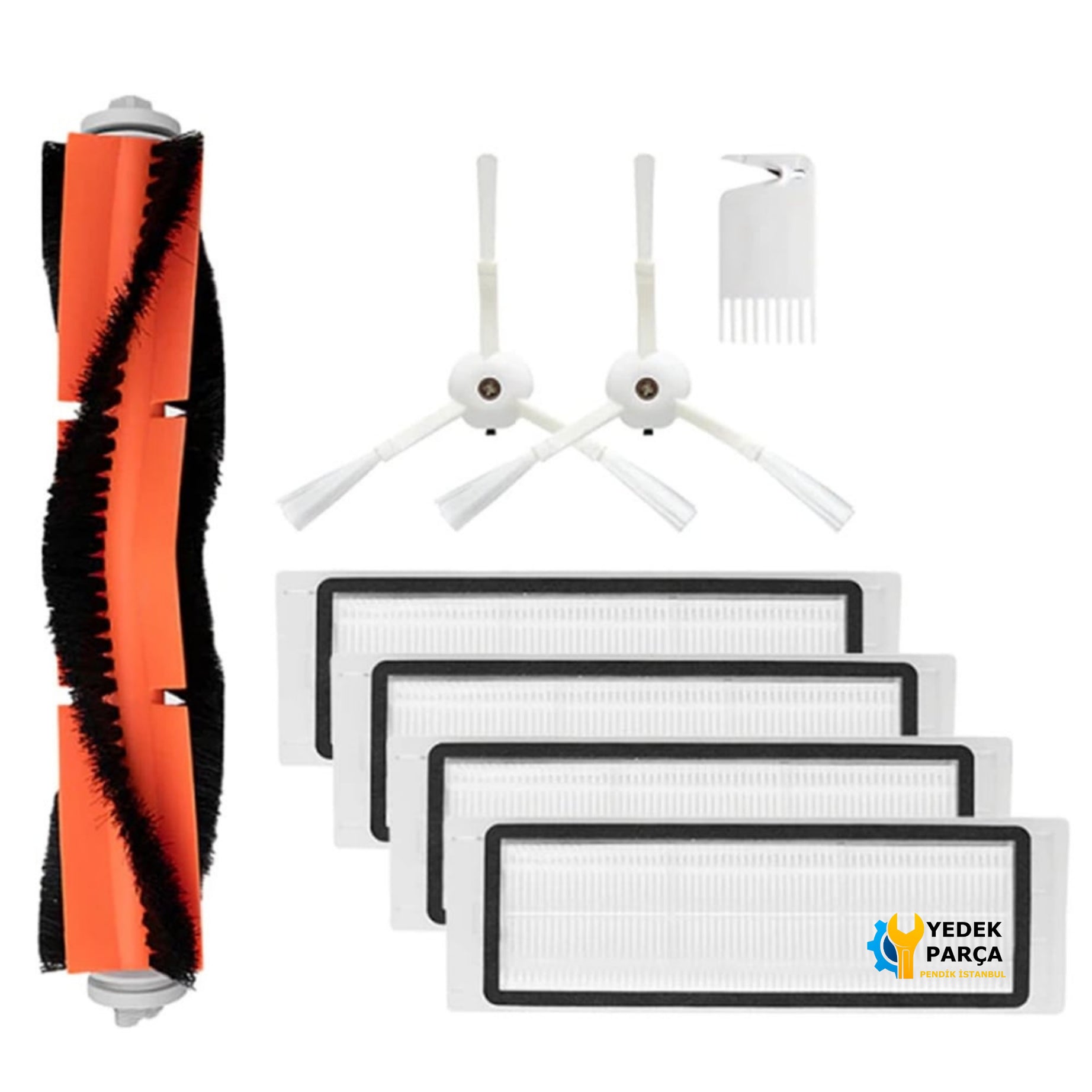 Philips Uyumlu HomeRun 7000 Serisi Aqua XU7000 Robot Süpürge Ana Fırça, Yan Fırça 3lü, Hepa Filtresi 5li