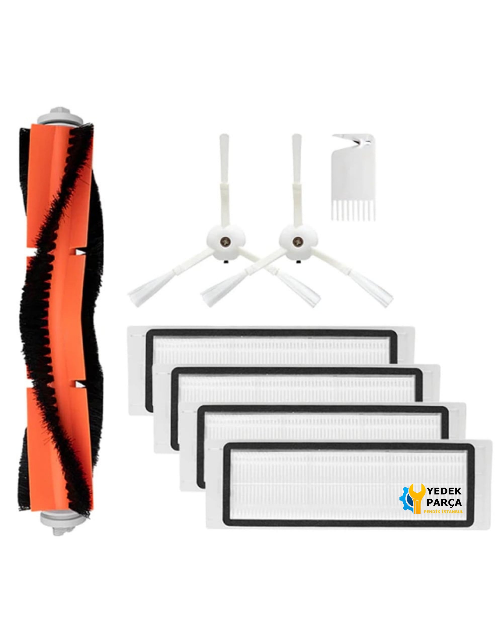 Philips Uyumlu HomeRun 7000 Serisi Aqua XU7000 Robot Süpürge Ana Fırça, Yan Fırça 3lü, Hepa Filtresi 5li