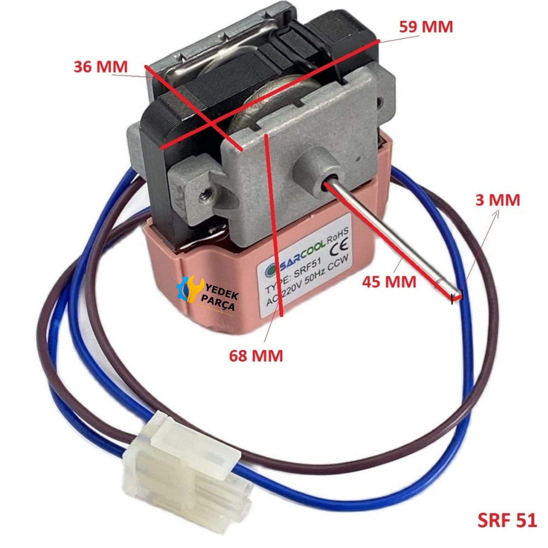 Beko Uyumlu BK9192NFY NoFrost Buzdolabı İnce Milli İç Fan Motoru SRF 51