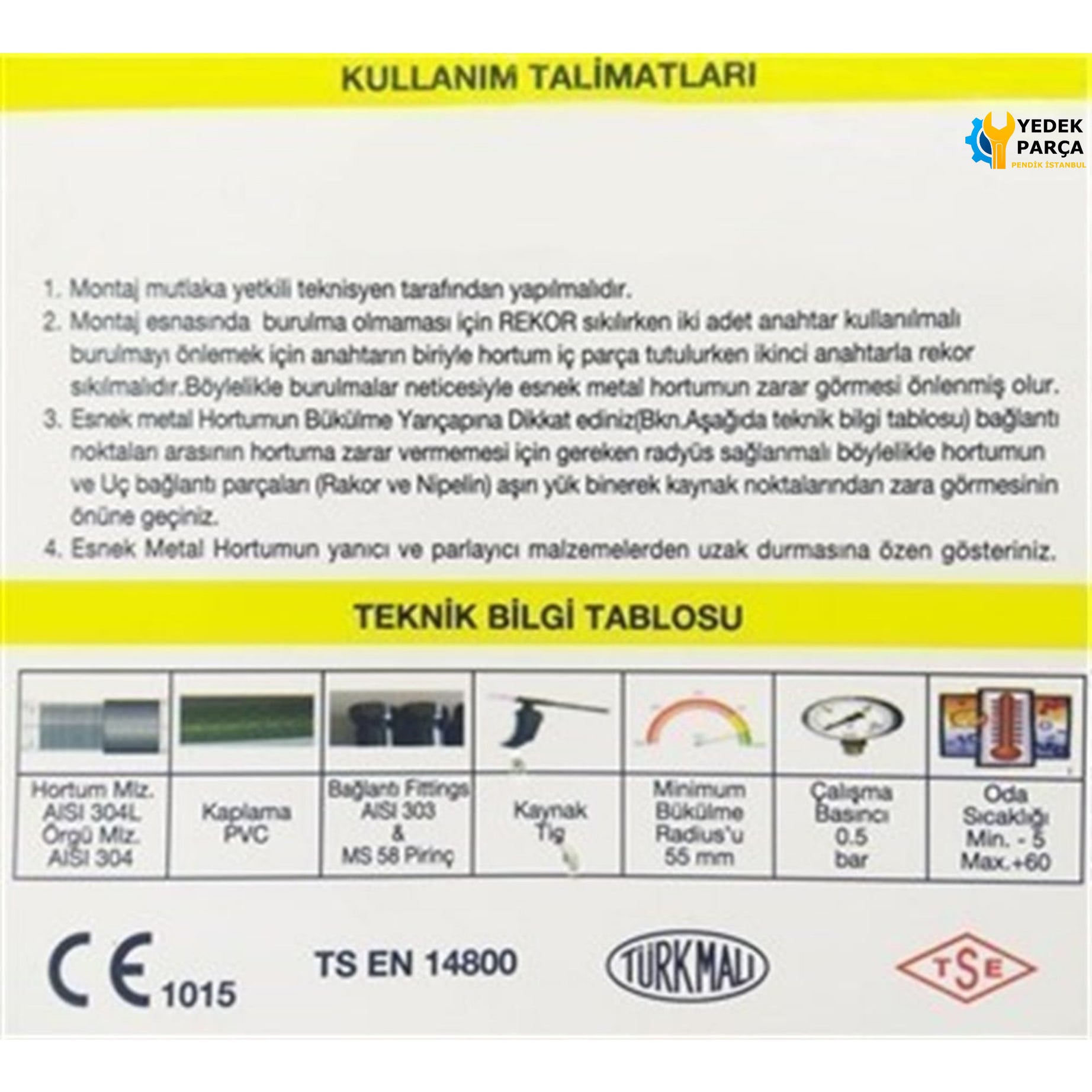 Ocak Fırın Gaz Doğalgaz Bağlantı Fleksi 200 cm Yeni Tip Flex Örgülü Hortumu Flexi
