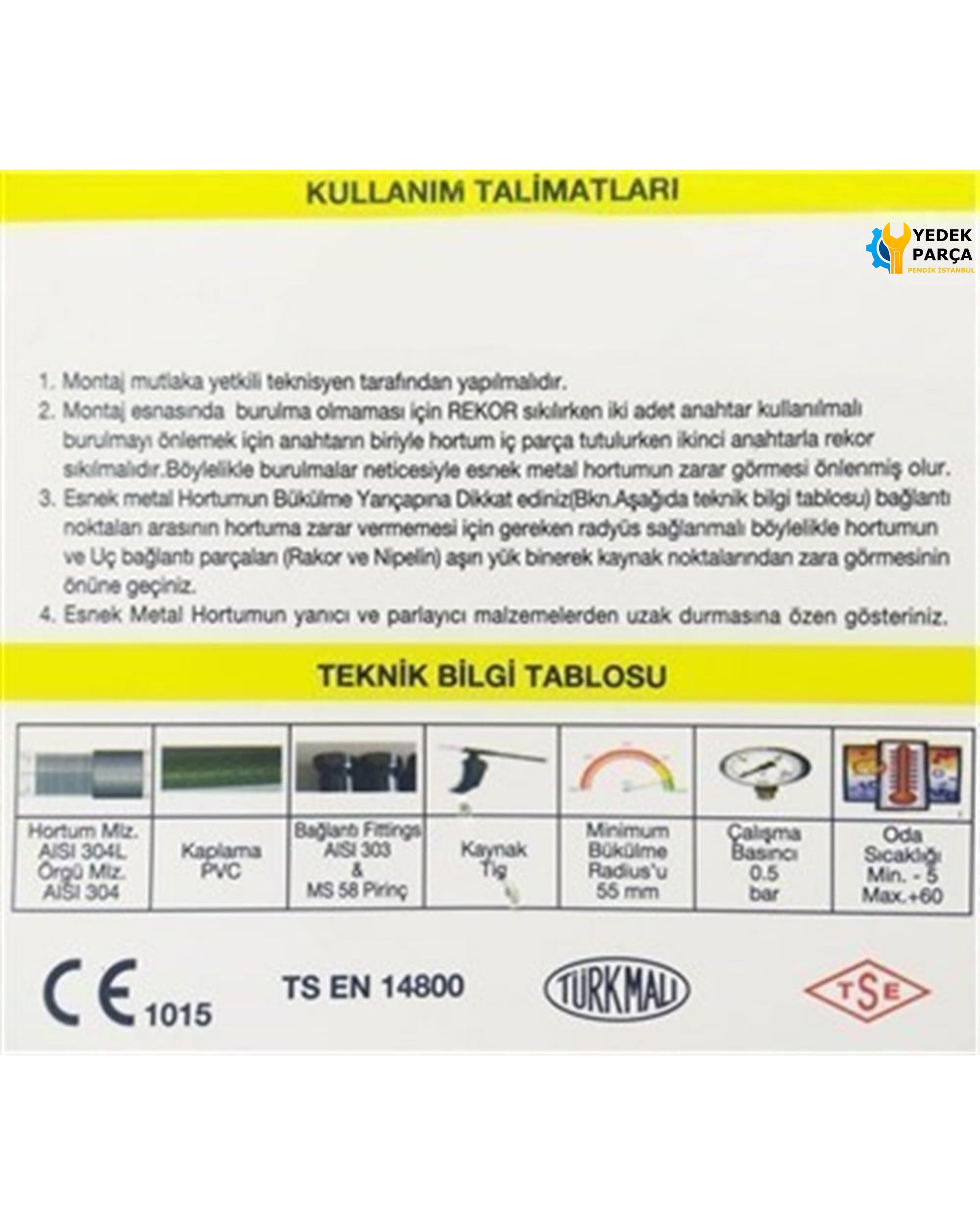 Ocak Fırın Gaz Doğalgaz Bağlantı Fleksi 200 cm Yeni Tip Flex Örgülü Hortumu Flexi