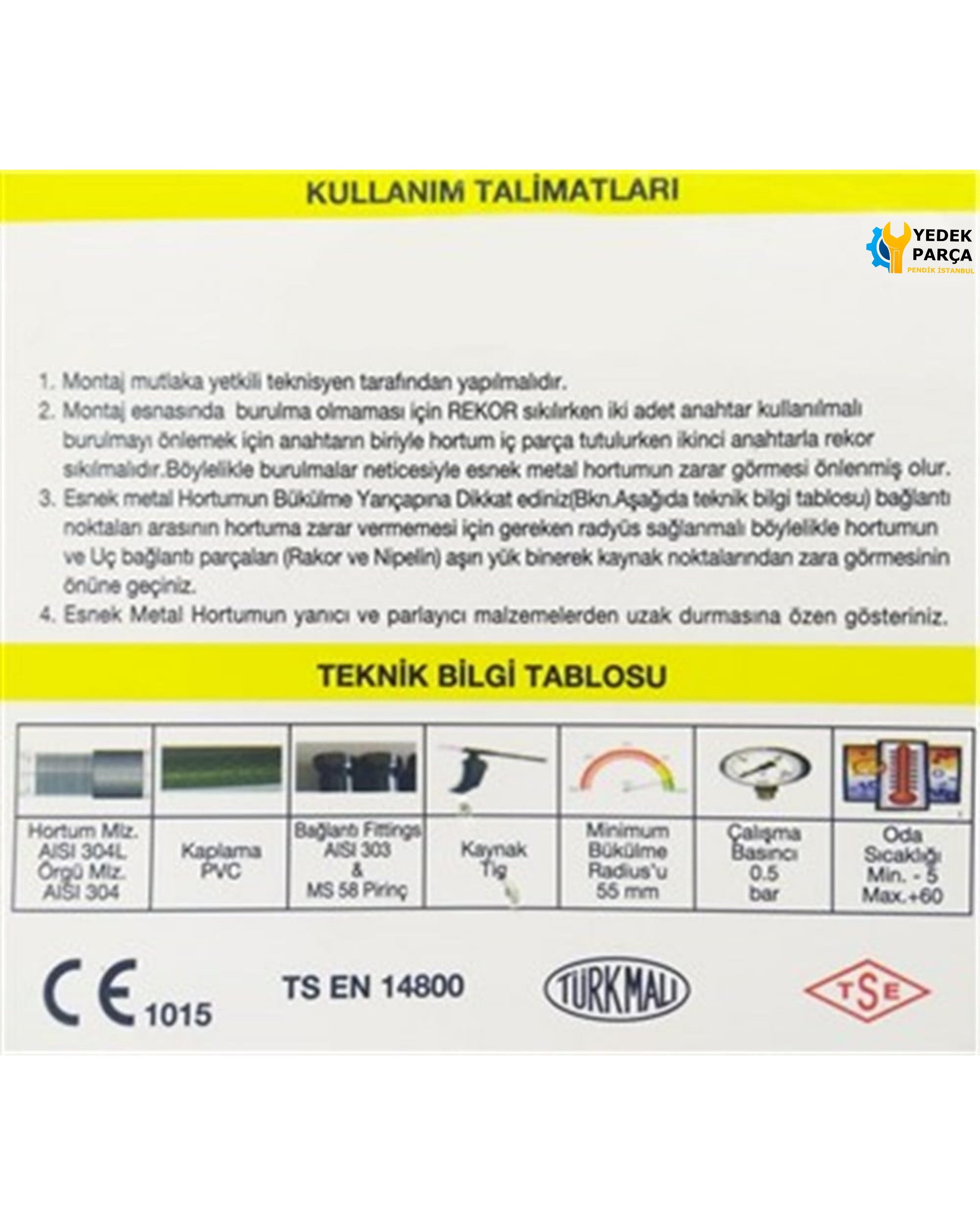Ocak Fırın Gaz Doğalgaz Bağlantı Fleksi 75 cm Yeni Tip Flex Örgülü Hortumu Flexi
