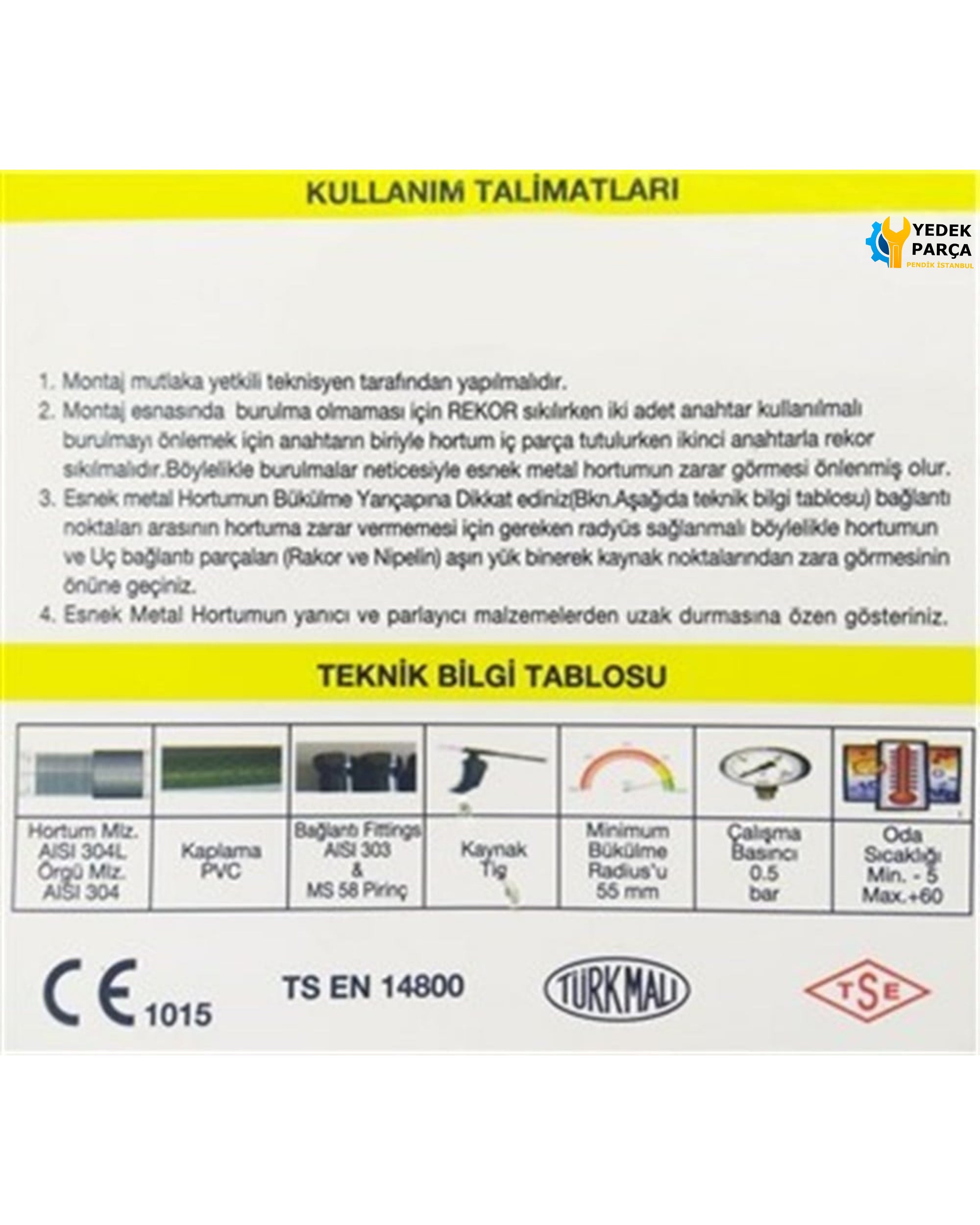 Ocak Fırın Gaz Doğalgaz Bağlantı Fleksi 100 cm Yeni Tip Flex Örgülü Hortumu Flexi