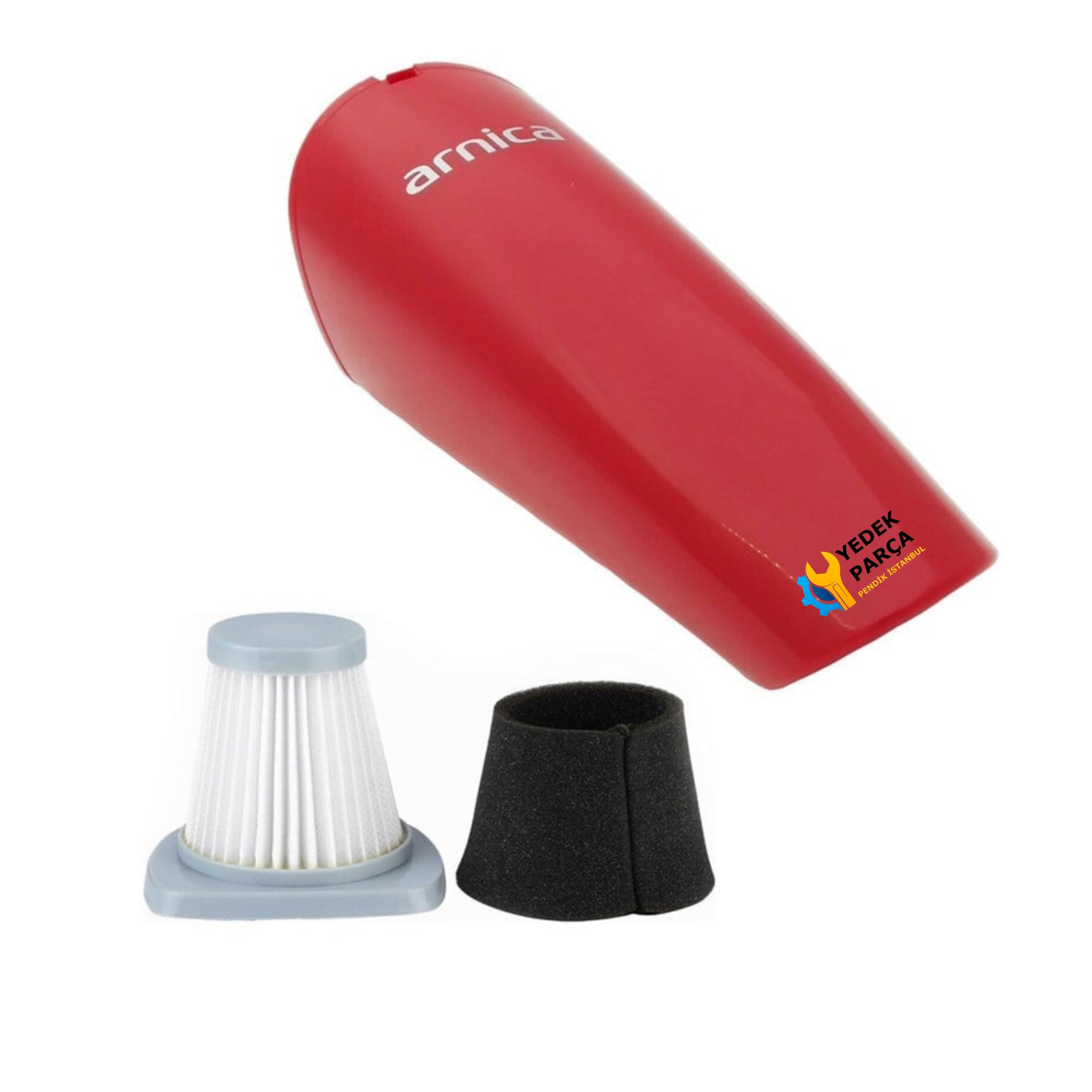 Arnica Uyumlu Merlin Pro Kırmızı Süpürge Toz Haznesi ve Hepa Filtre