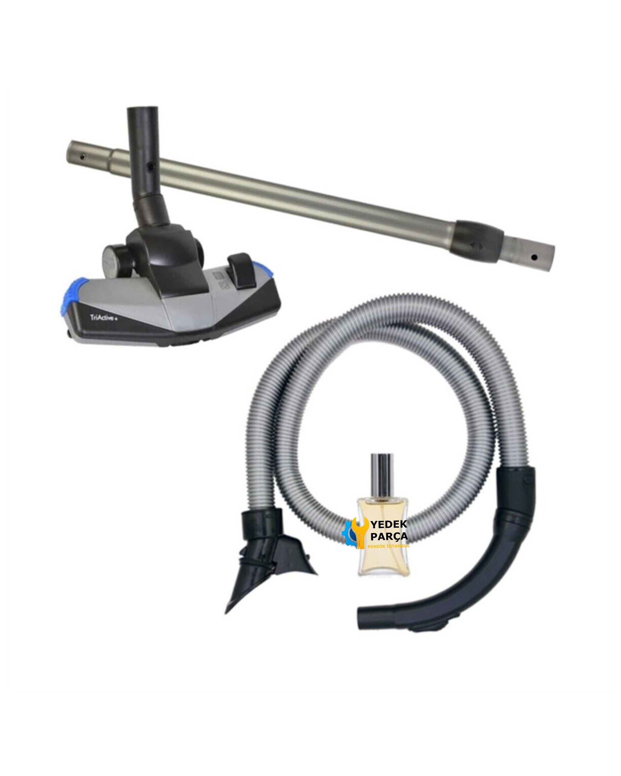 Philips Uyumlu Fc 9205 Marathon Süpürge Hortumu Triactive Emici Başlık ve Borusu (Kilit Sistemli) Hediyeli