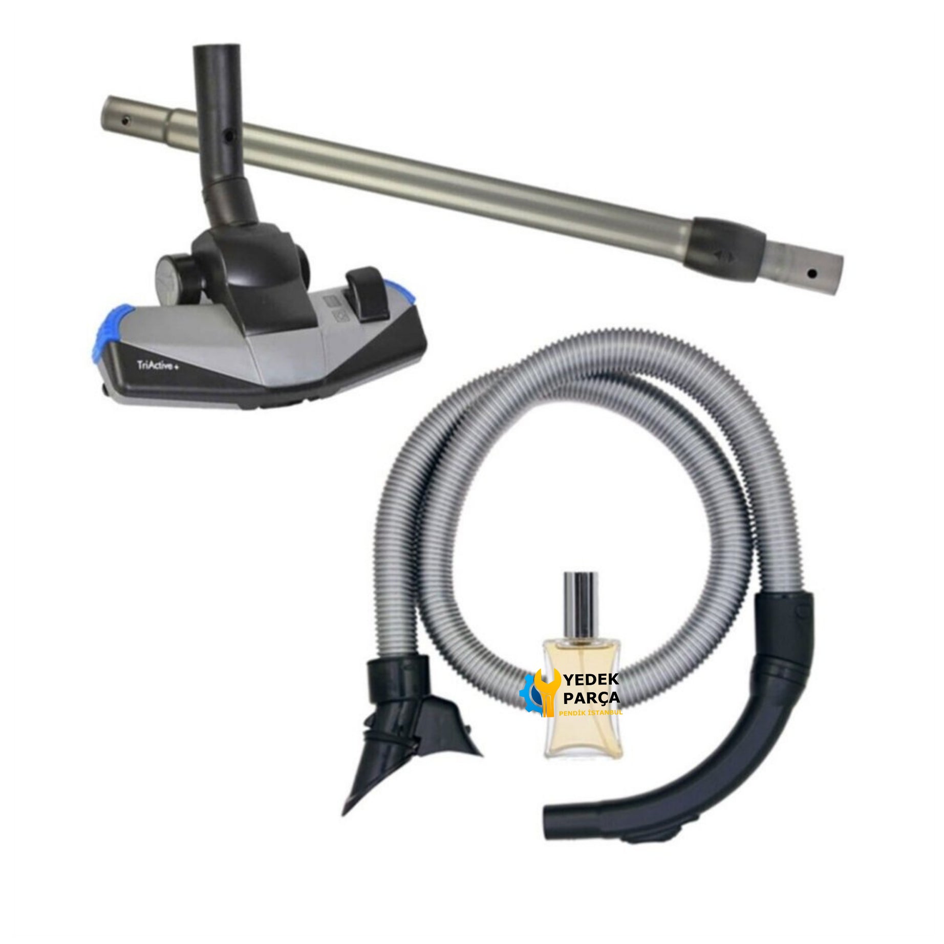 Philips Uyumlu Fc 9213 Marathon Süpürge Hortumu Triactive Emici Başlık ve Borusu (Kilit Sistemli) Hediyeli