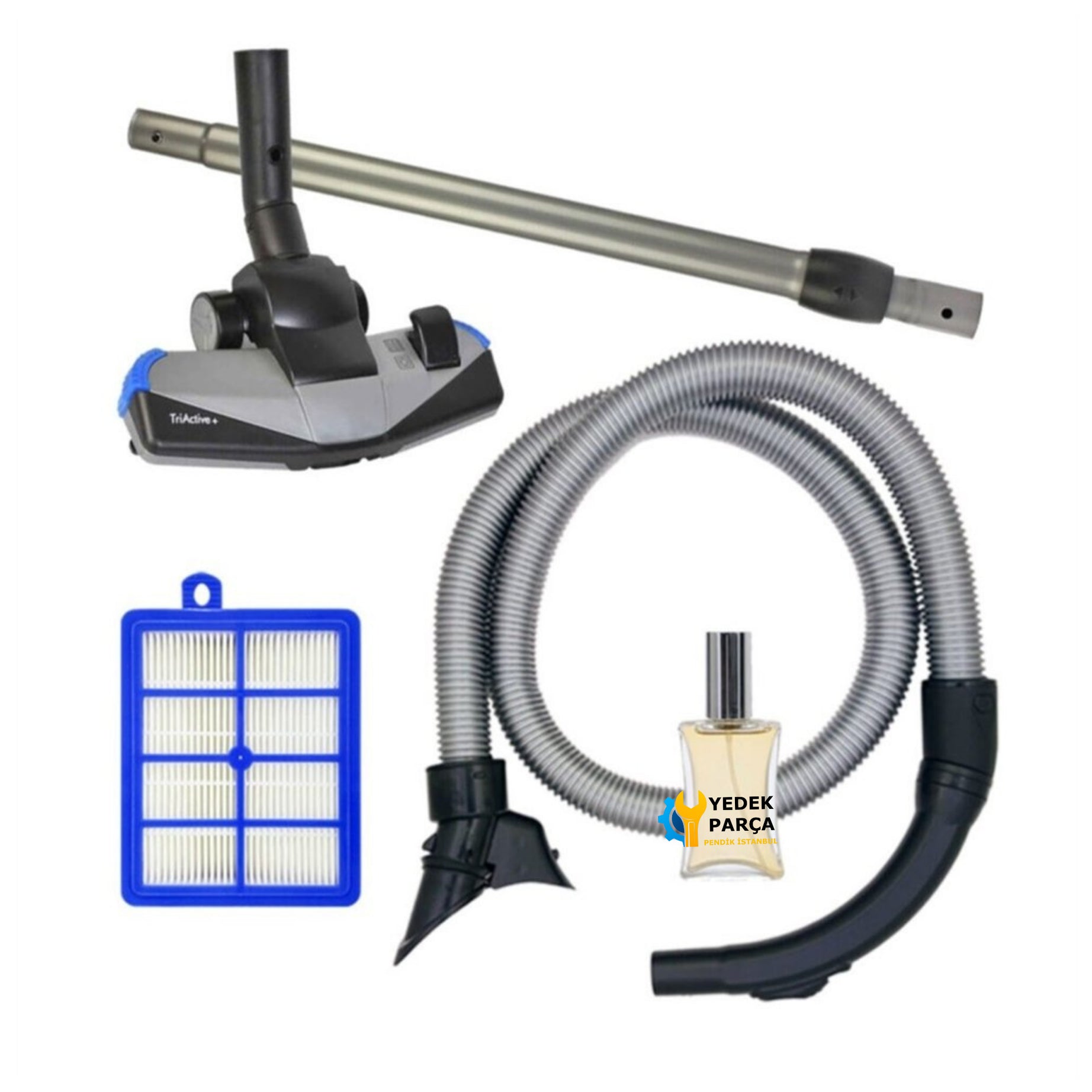 Philips Uyumlu Fc 9202 Marathon Süpürge Hortumu Triactive Emici Başlık Boru Filtre Kilit Sistemli Hediyeli