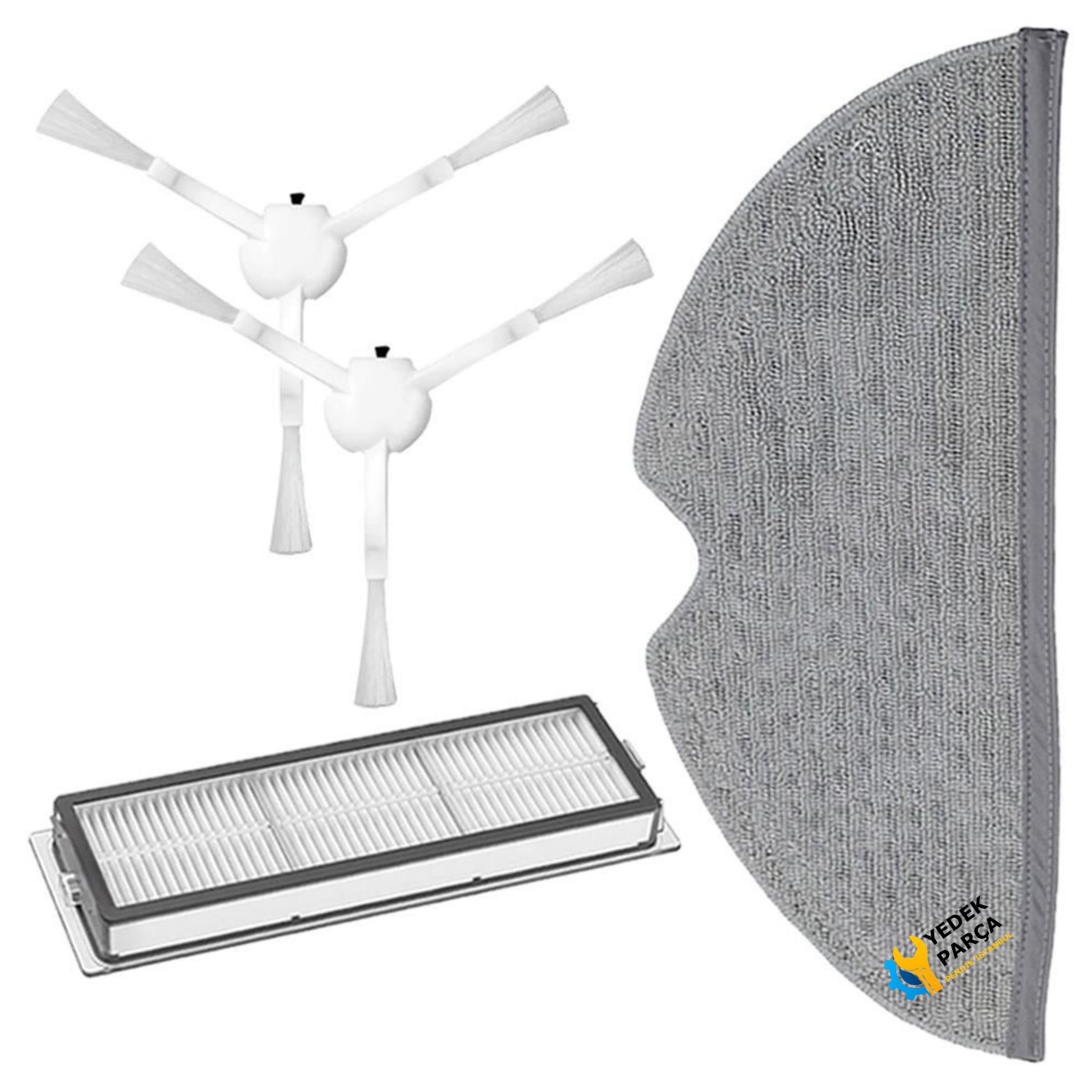 Xiaomi Uyumlu Mijia 2C Robot Süpürge Hepa Filtre Mop Bezi Yan Fırça 2Ad