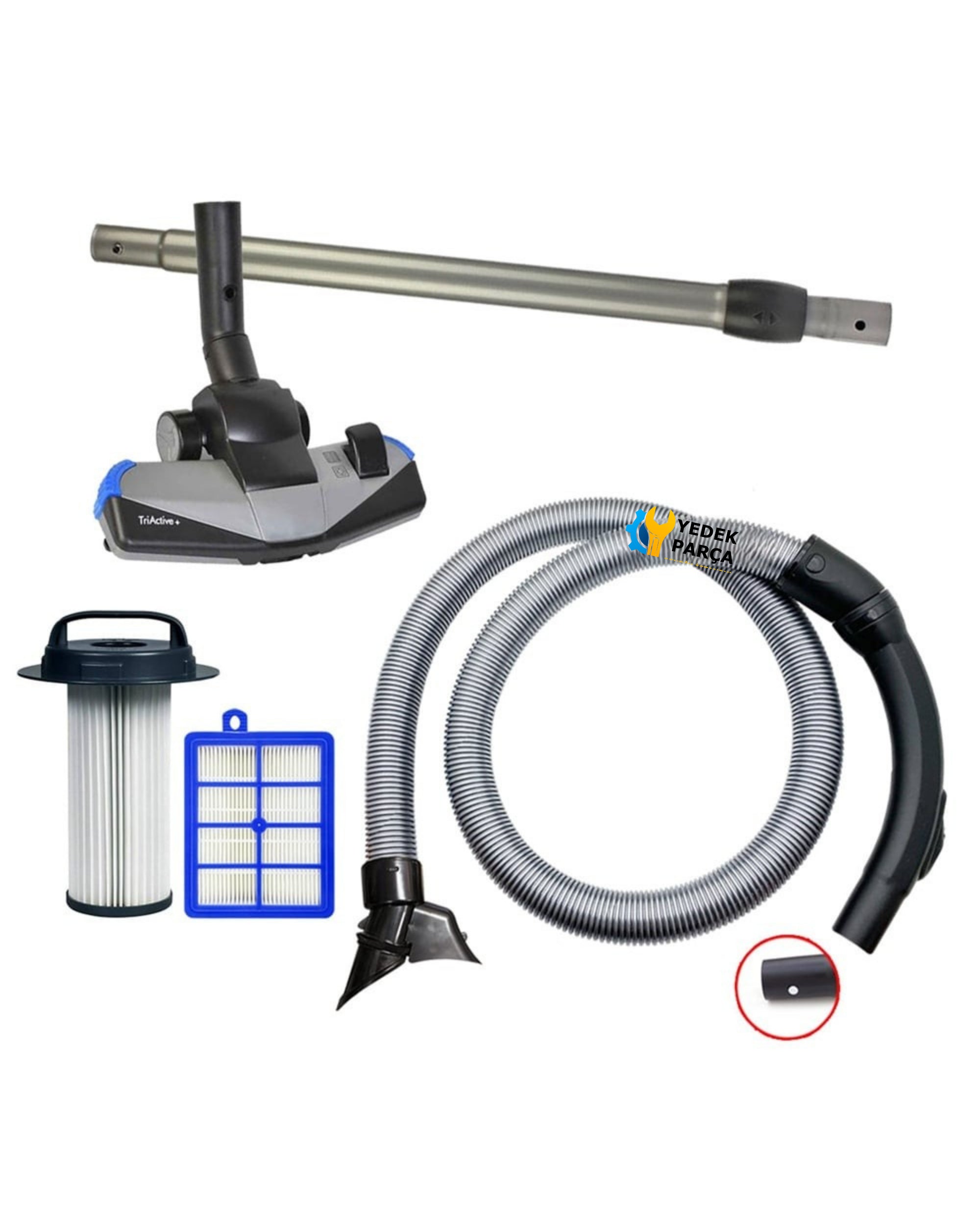 Philips Uyumlu FC 9211 Marathon Güçlü Hortum Başlık Boru Hepa Filtre Set