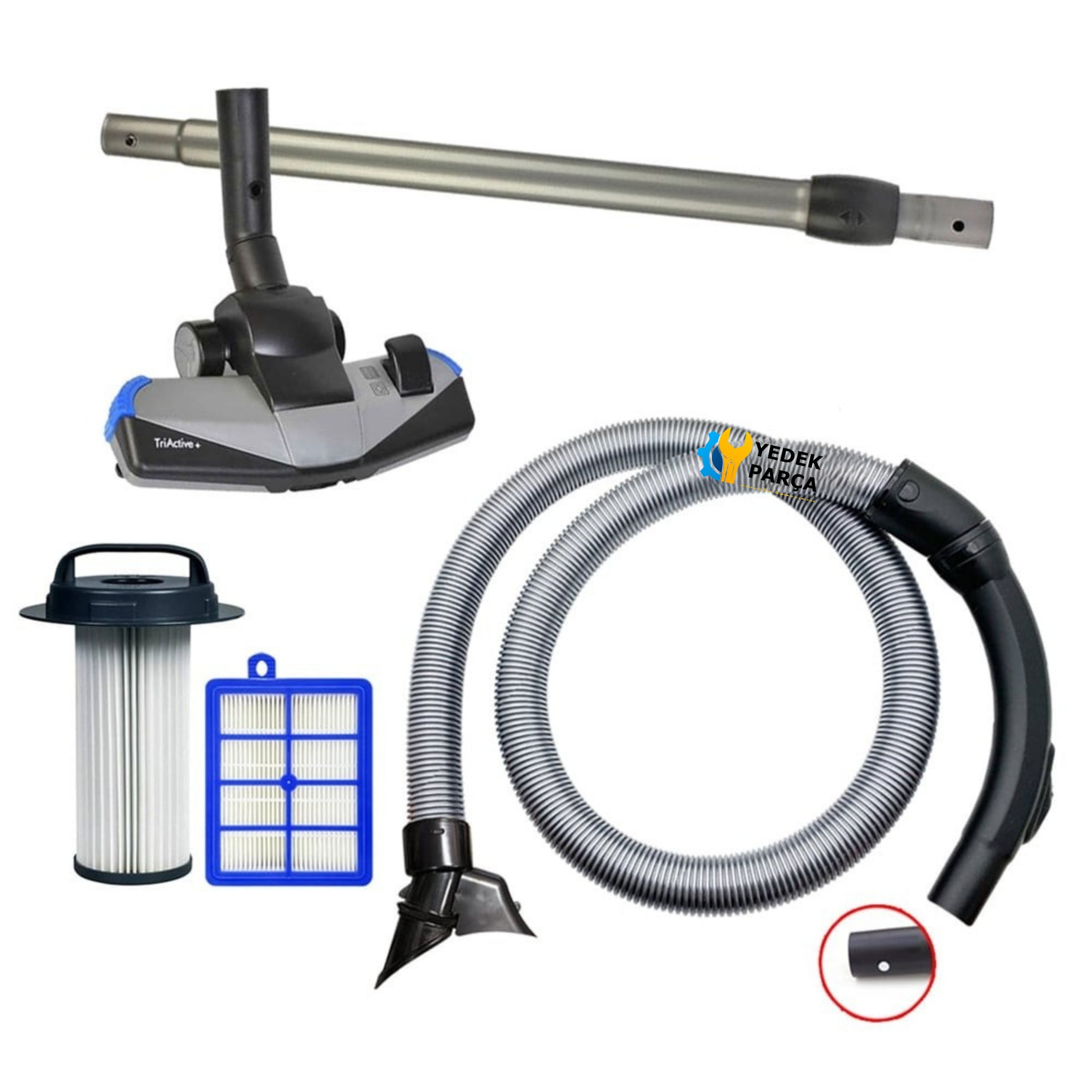 Philips Uyumlu FC 9212 Marathon Güçlü Hortum Başlık Boru Hepa Filtre Set