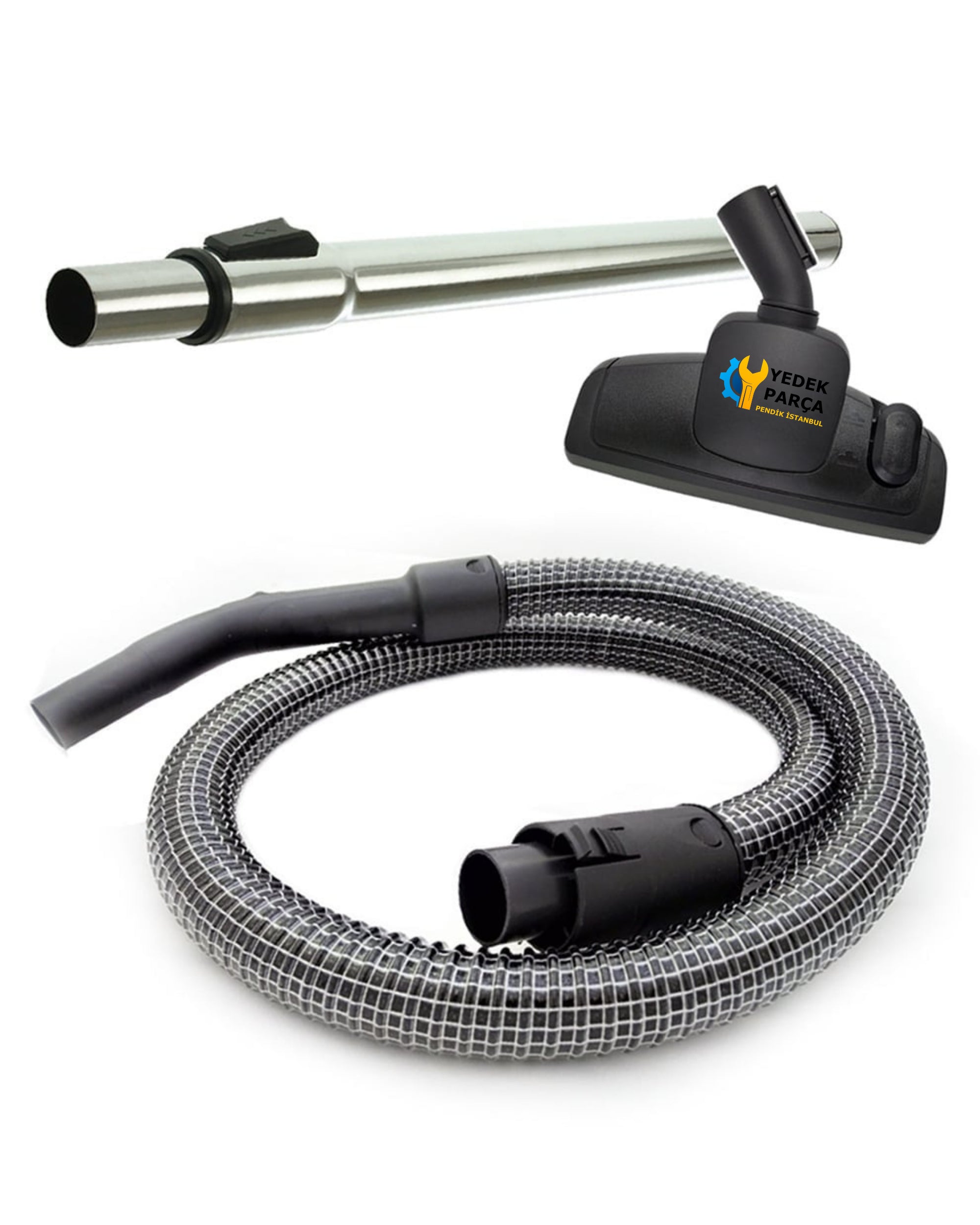 Kiwi Uyumlu KVC 4105 Elektrikli Süpürge Çelik Telli Hortumu Emici Yer Başlığı Teleskopik Boru