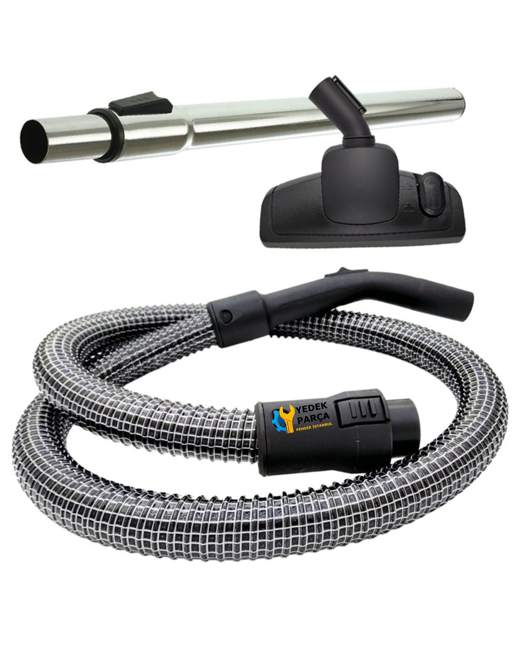 Vestel Uyumlu Targa Elektrikli Süpürge Çelik Telli Hortumu Emici Yer Başlığı Teleskopik Boru