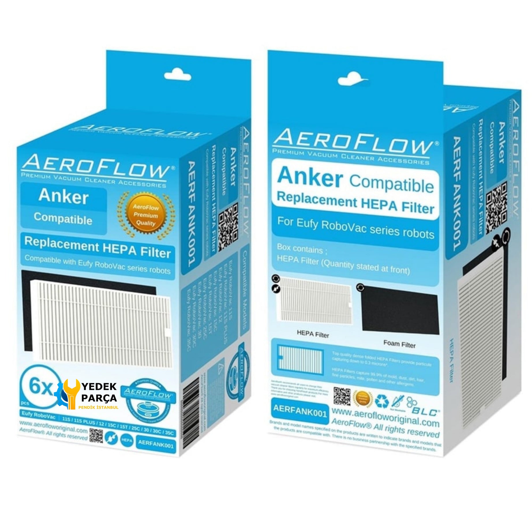 AeroFlow Anker Uyumlu Eufy RoboVac 15T Hepa Filtre - 6 Adet (Garantili)