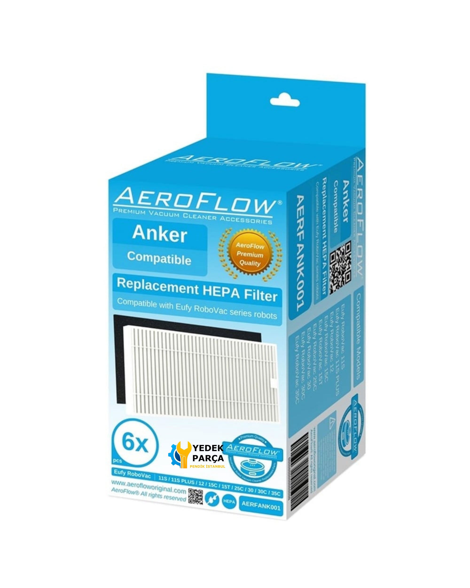 AeroFlow Anker Uyumlu Eufy RoboVac 15C Hepa Filtre - 6 Adet (Garantili)