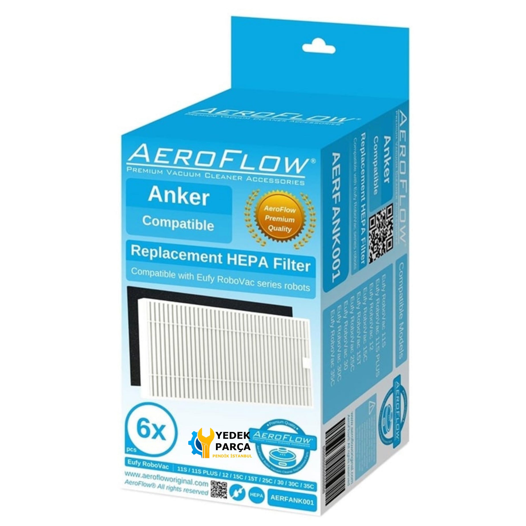 AeroFlow Anker Uyumlu Eufy RoboVac 15T Hepa Filtre - 6 Adet (Garantili)