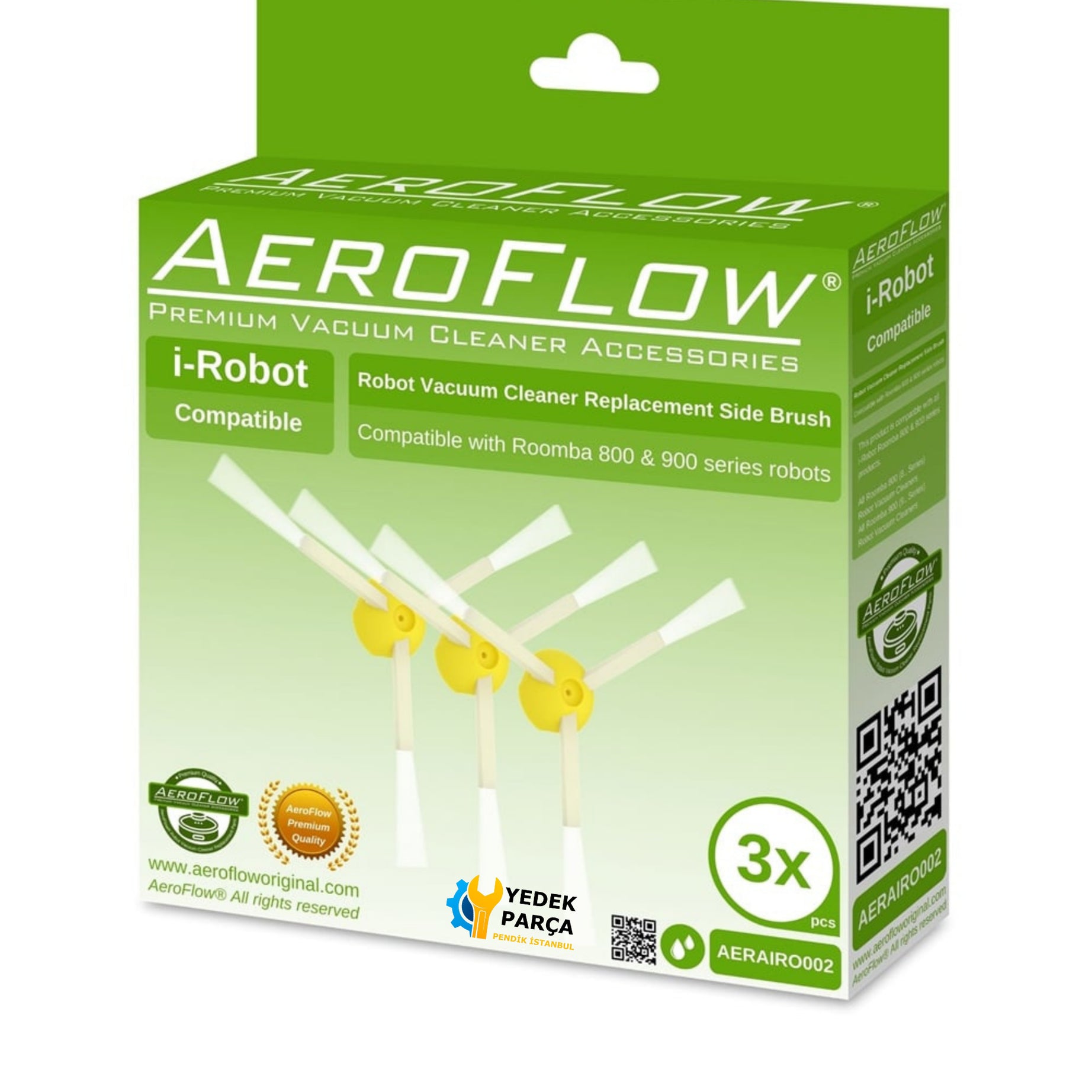 Aeroflow iRobot Uyumlu Roombaa 500/600/700/800/900 Serisi Süpürge Yan Fırça 3'lü Paket