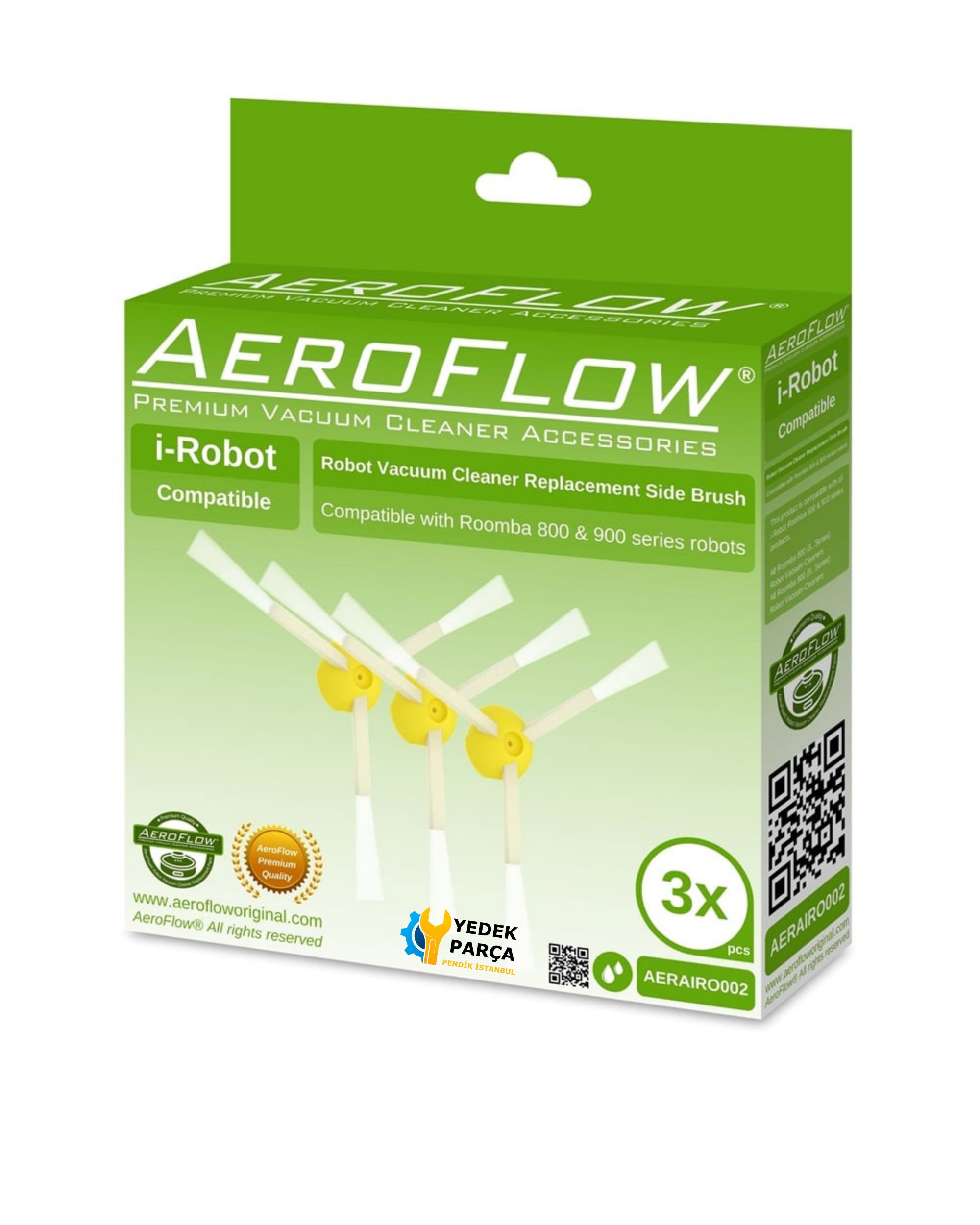 Aeroflow iRobot Uyumlu Roombaa 500/600/700/800/900 Serisi Süpürge Yan Fırça 3'lü Paket