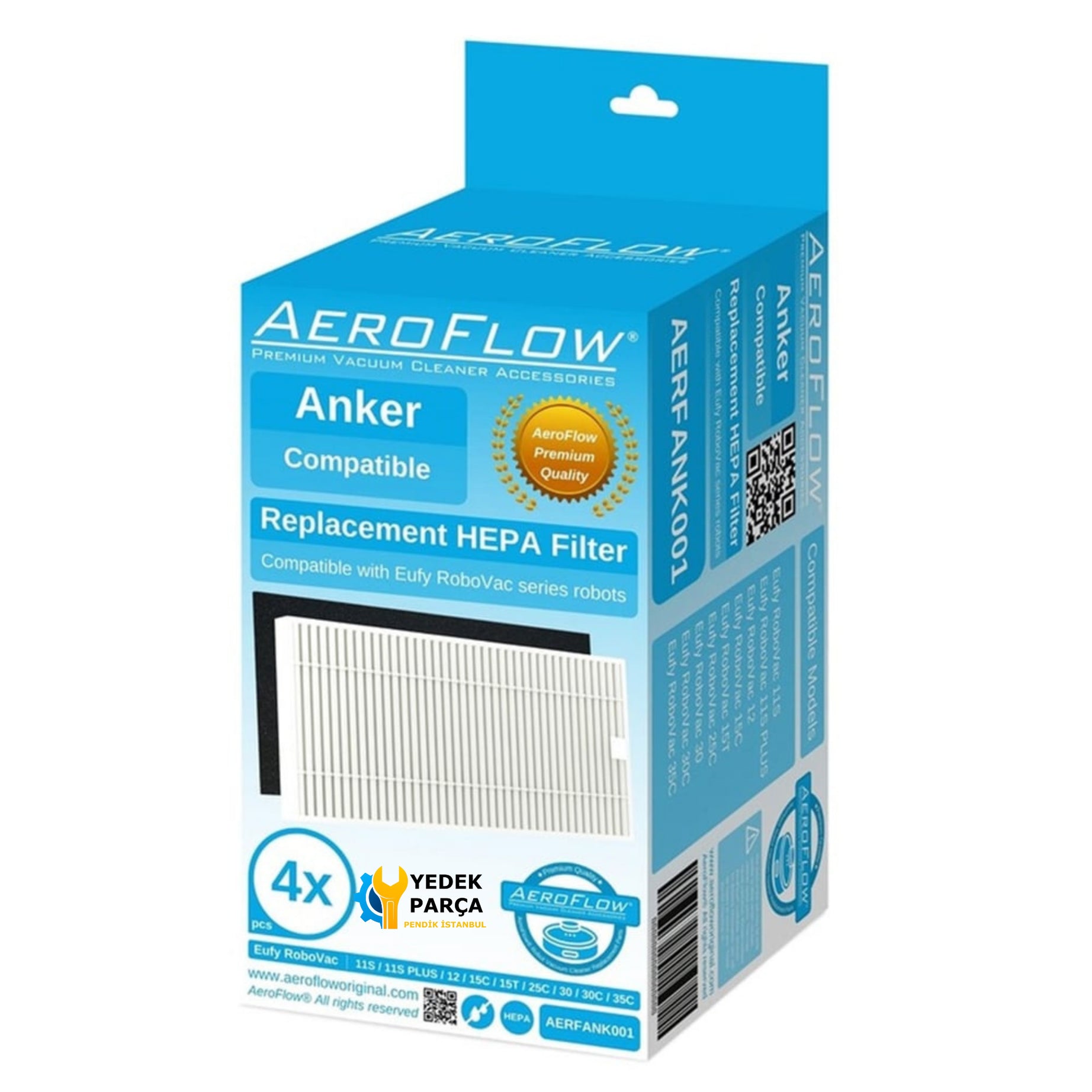 AeroFlow Anker Uyumlu Eufy RoboVac 11S Hepa Filtre - 4 Adet (Garantili)