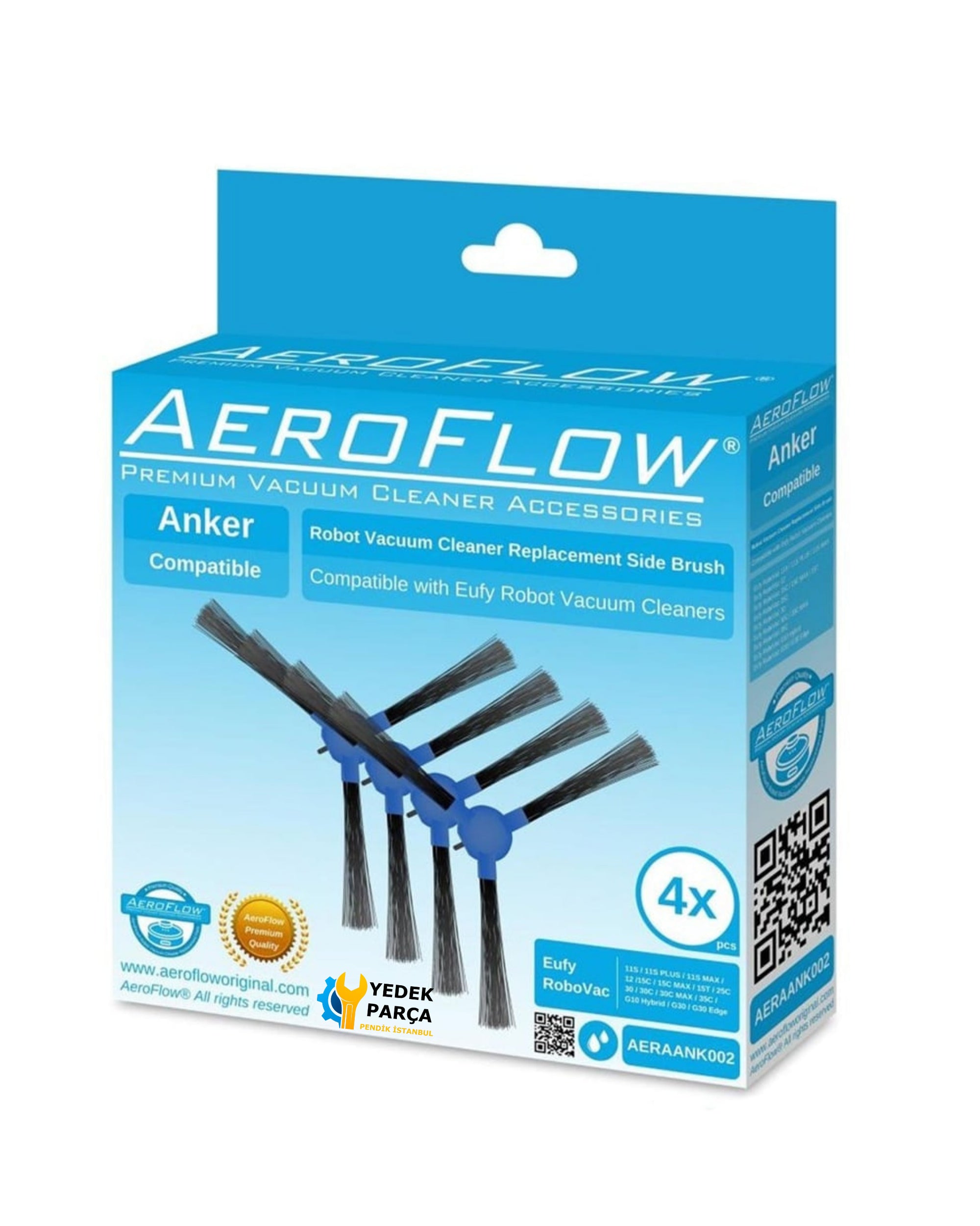 AeroFlow Anker Uyumlu Eufy RoboVac 15C / 15C MAX / 15T Yan Fırça