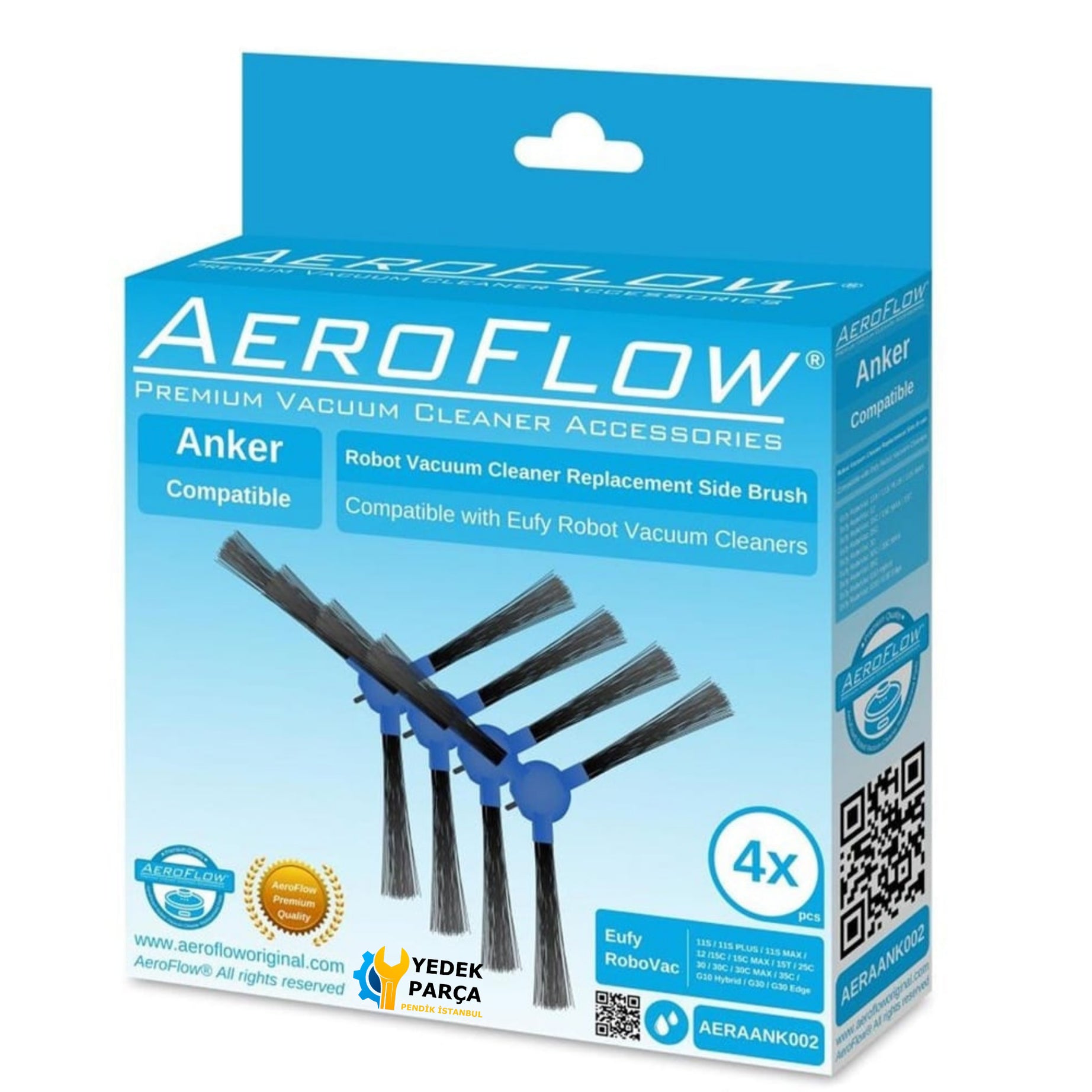 AeroFlow Anker Uyumlu Eufy RoboVac G30 / G30 Edge Yan Fırça (Garantili)