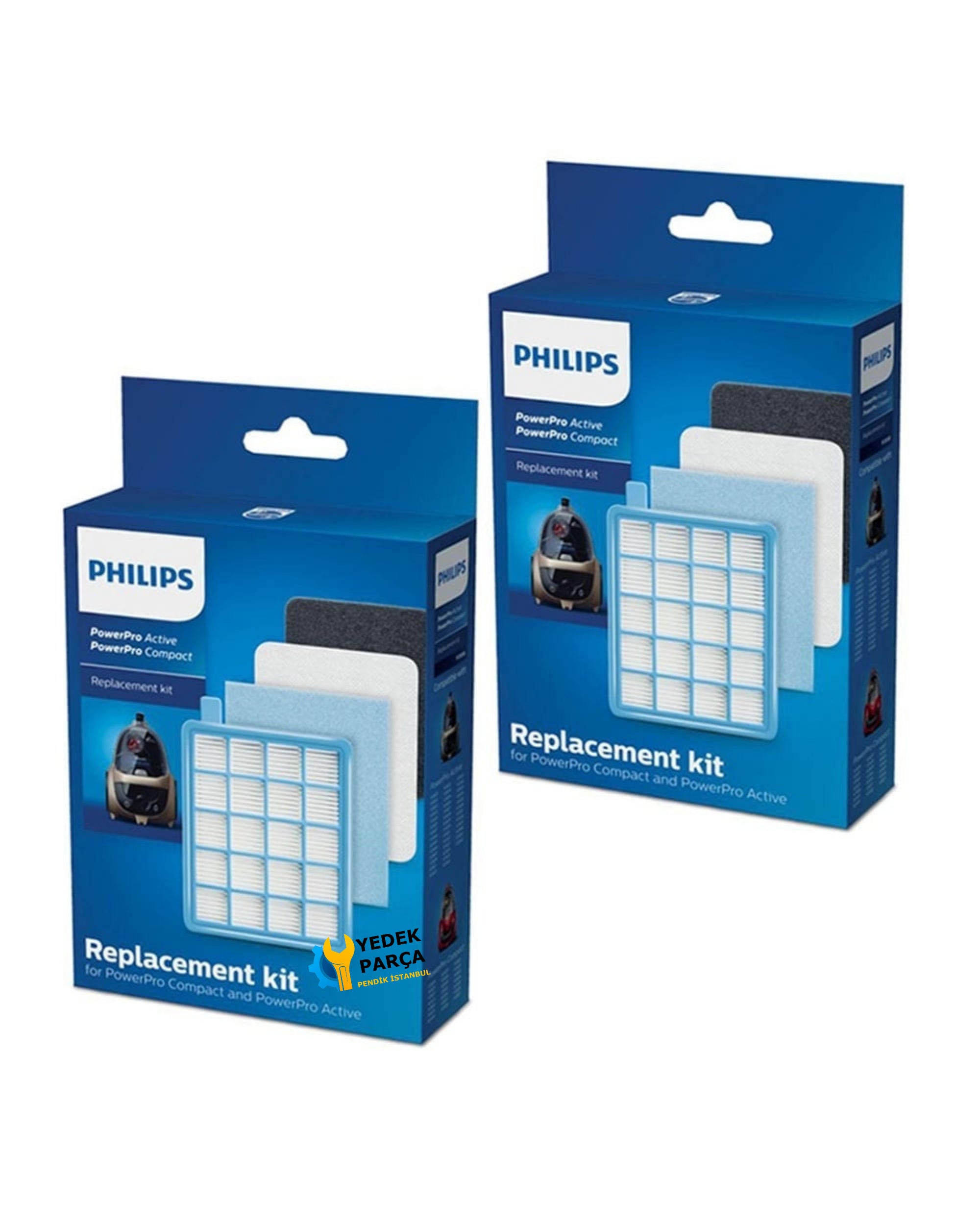 Philips Uyumlu FC 9530 PowerPro Active Süpürge 2 Kutu Filtre Seti