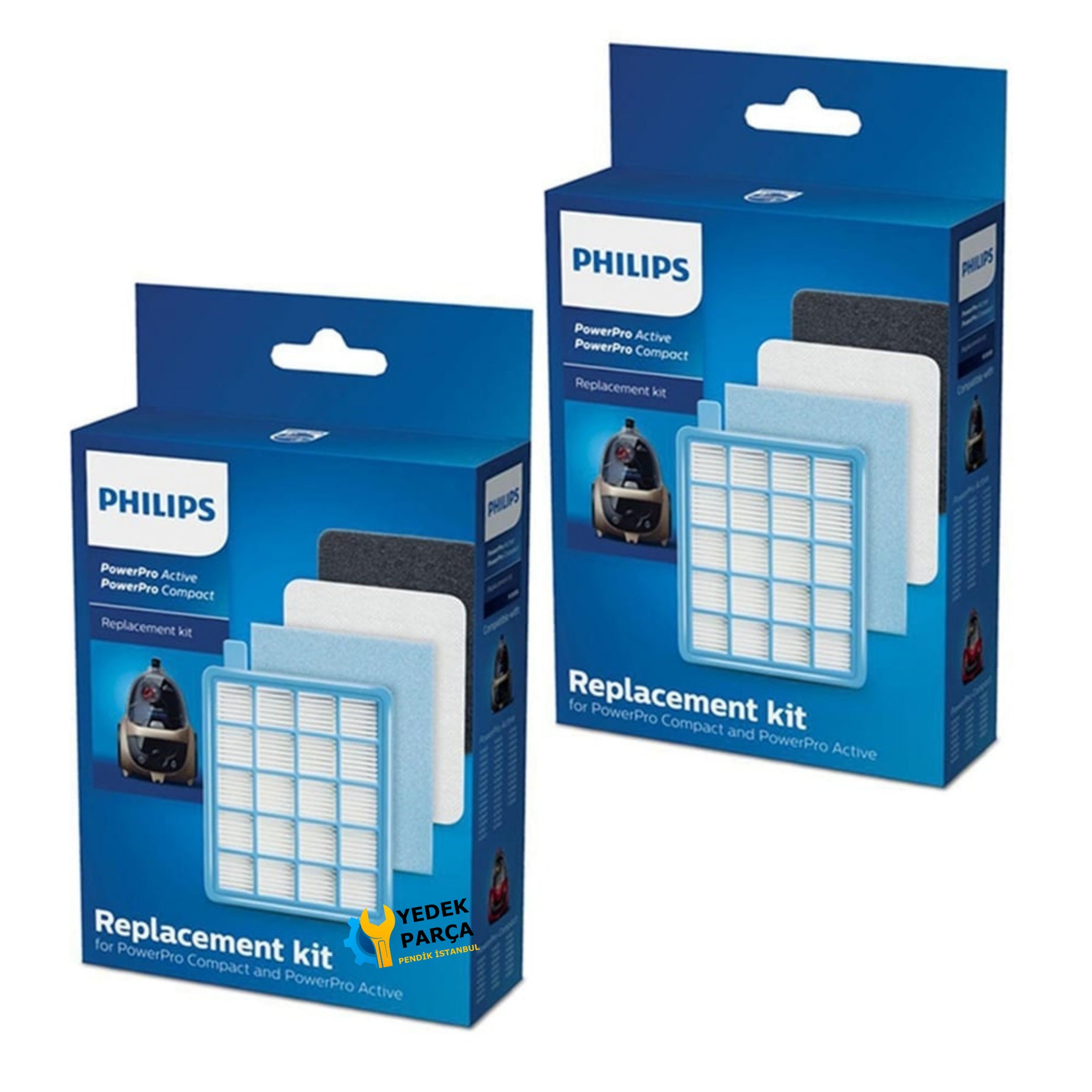 Philips Uyumlu FC 9531 PowerPro Active Süpürge 2 Kutu Filtre Seti
