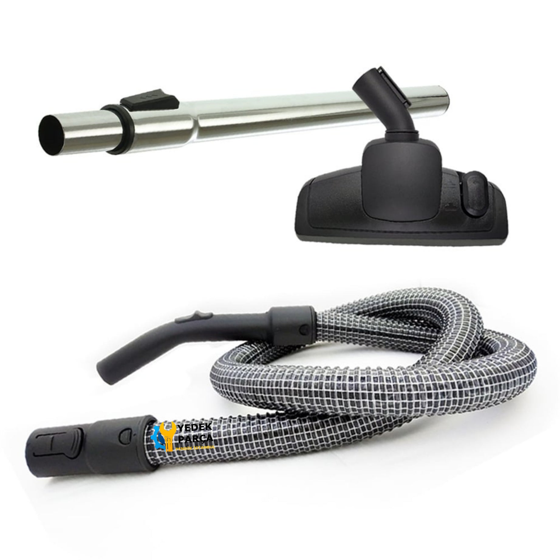 Bosch Uyumlu BGS 11800 GS-10 Süpürge Çelik Telli Hortumu Yer Fırçası Teleskopik Boru