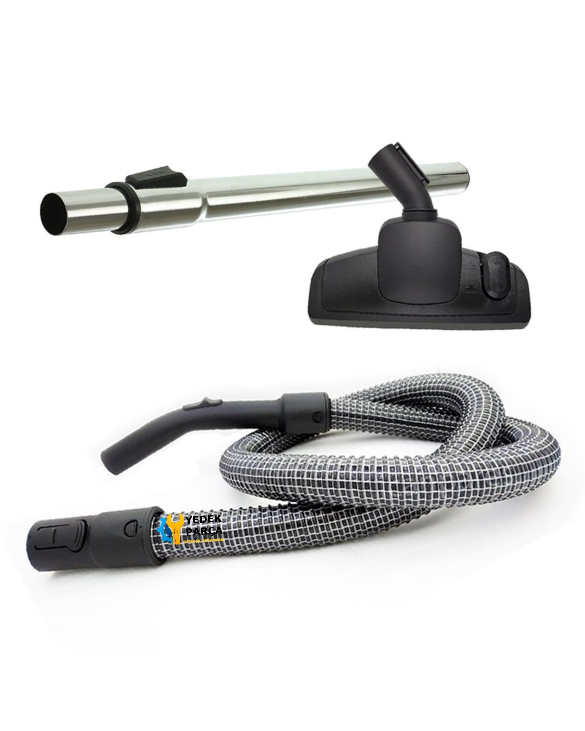 Bosch Uyumlu BGS 11800 GS-10 Süpürge Çelik Telli Hortumu Yer Fırçası Teleskopik Boru