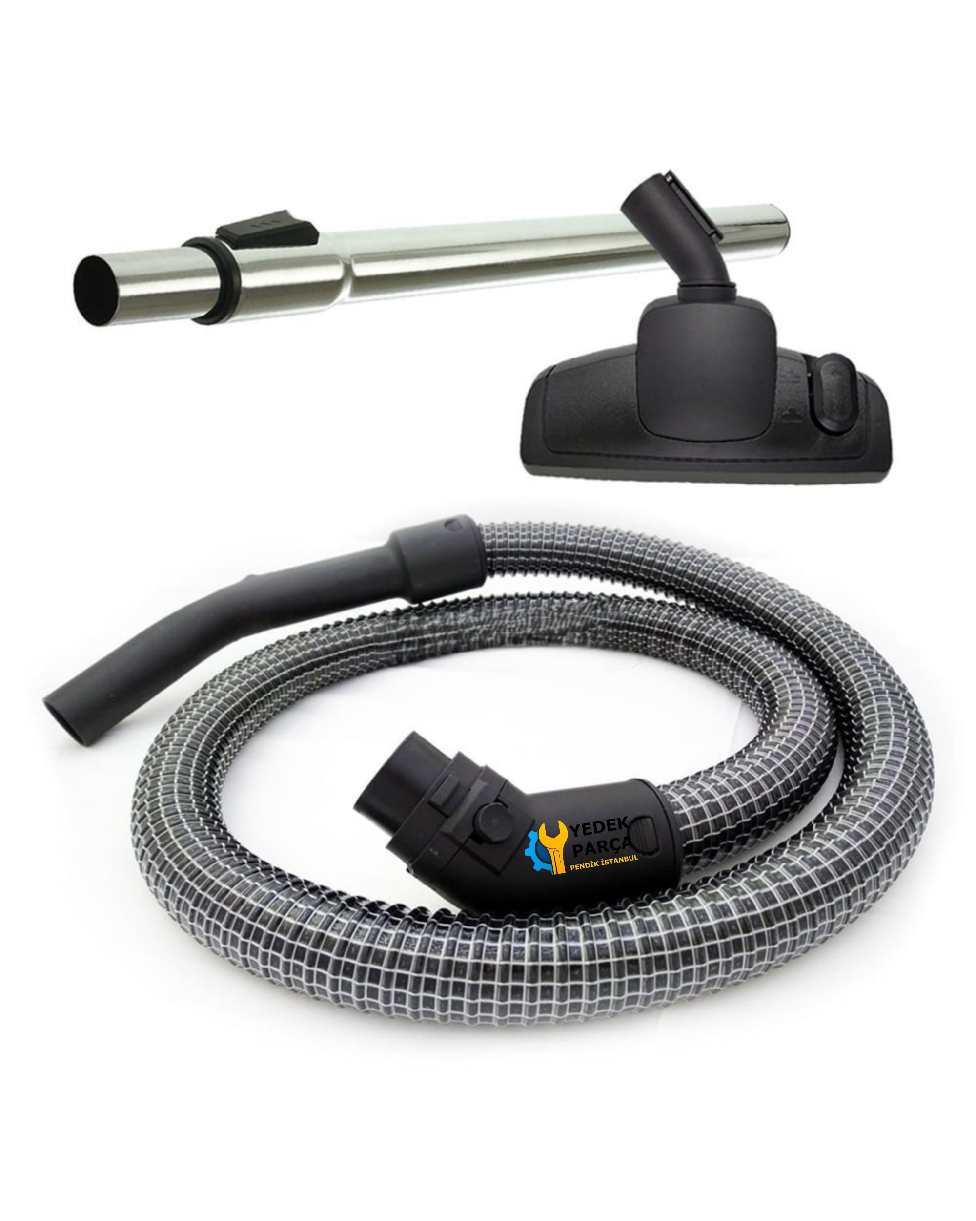 Fantom Uyumlu Carbon Black CB 2000 Elektrikli Süpürge Çelik Telli Hortum Emici Yer Başlığı Teleskopik Boru