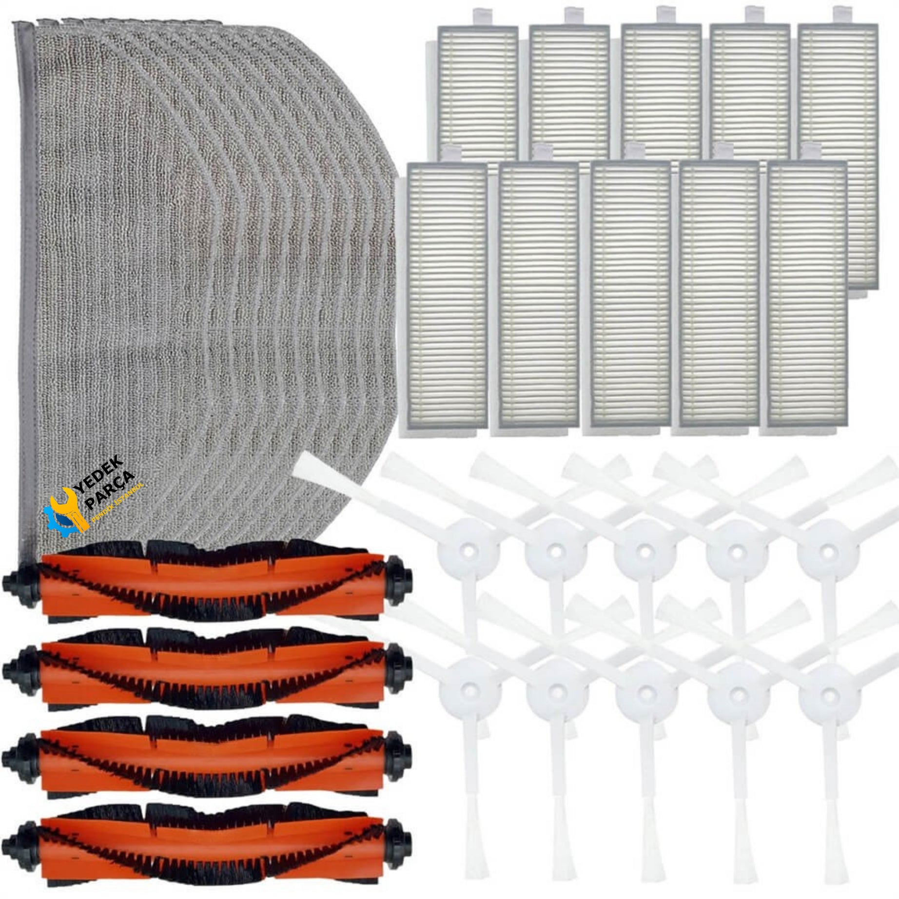 Xiaomi Uyumlu Mijia G1 MJSTG1 Robot Süpürge 4 Rulo 10 Yan Fırça 10 Hepa Filtre 10 Paspas Bezi