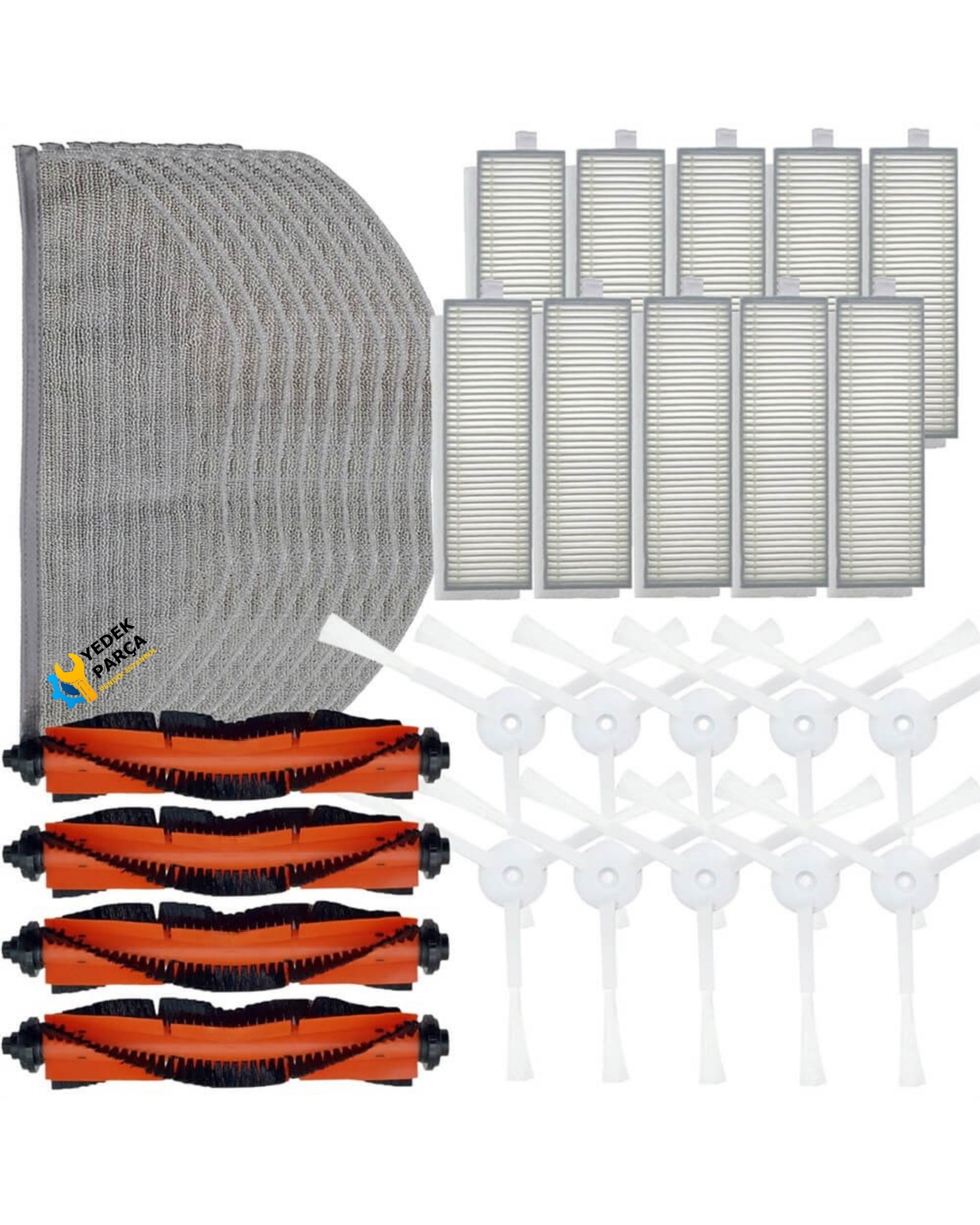 Xiaomi Uyumlu Mijia G1 MJSTG1 Robot Süpürge 4 Rulo 10 Yan Fırça 10 Hepa Filtre 10 Paspas Bezi