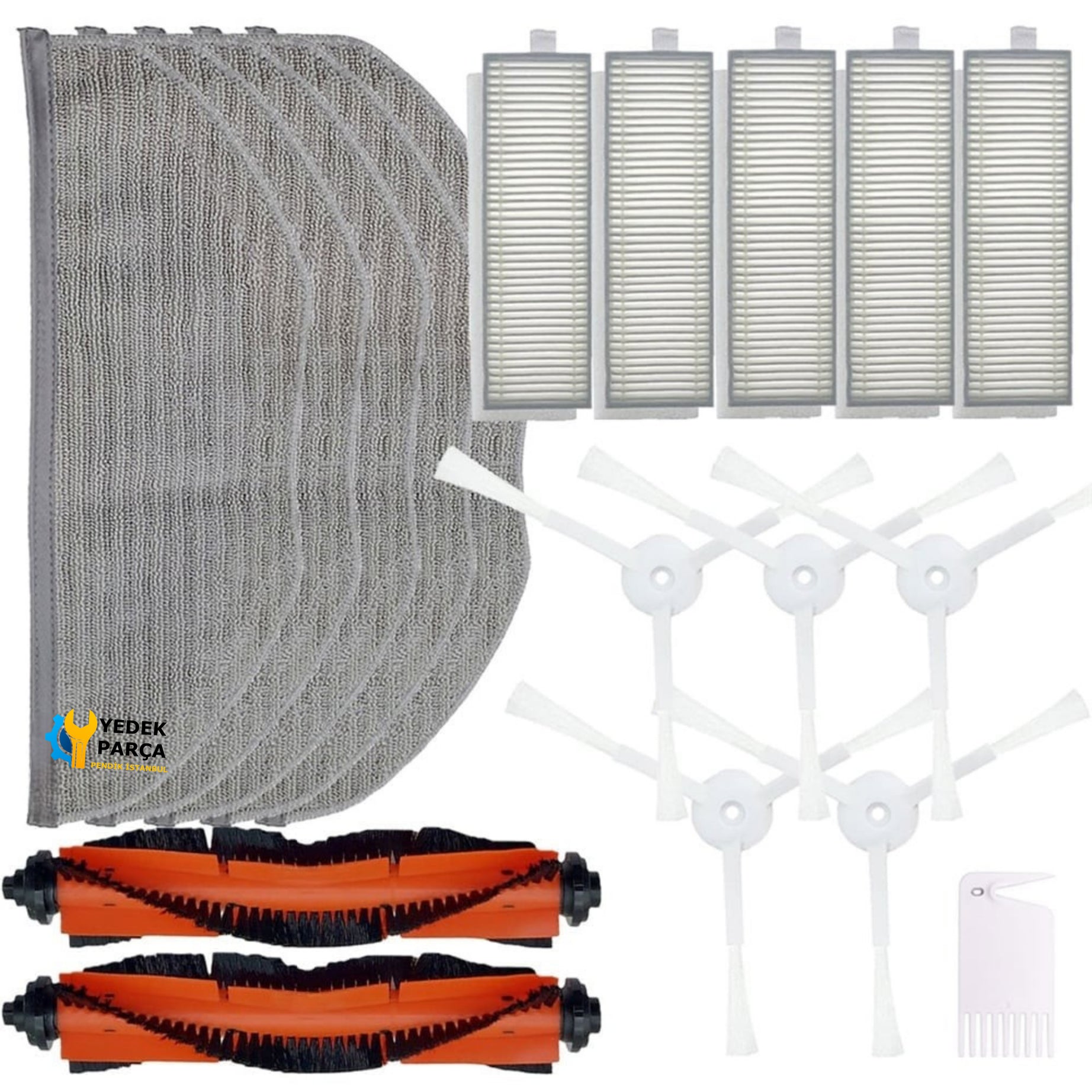 Xiaomi Uyumlu Mijia G1 MJSTG1 Robot Süpürge 2 Rulo 5 Yan Fırça 5 Hepa Filtre 5 Paspas Bezi 1 Tarak