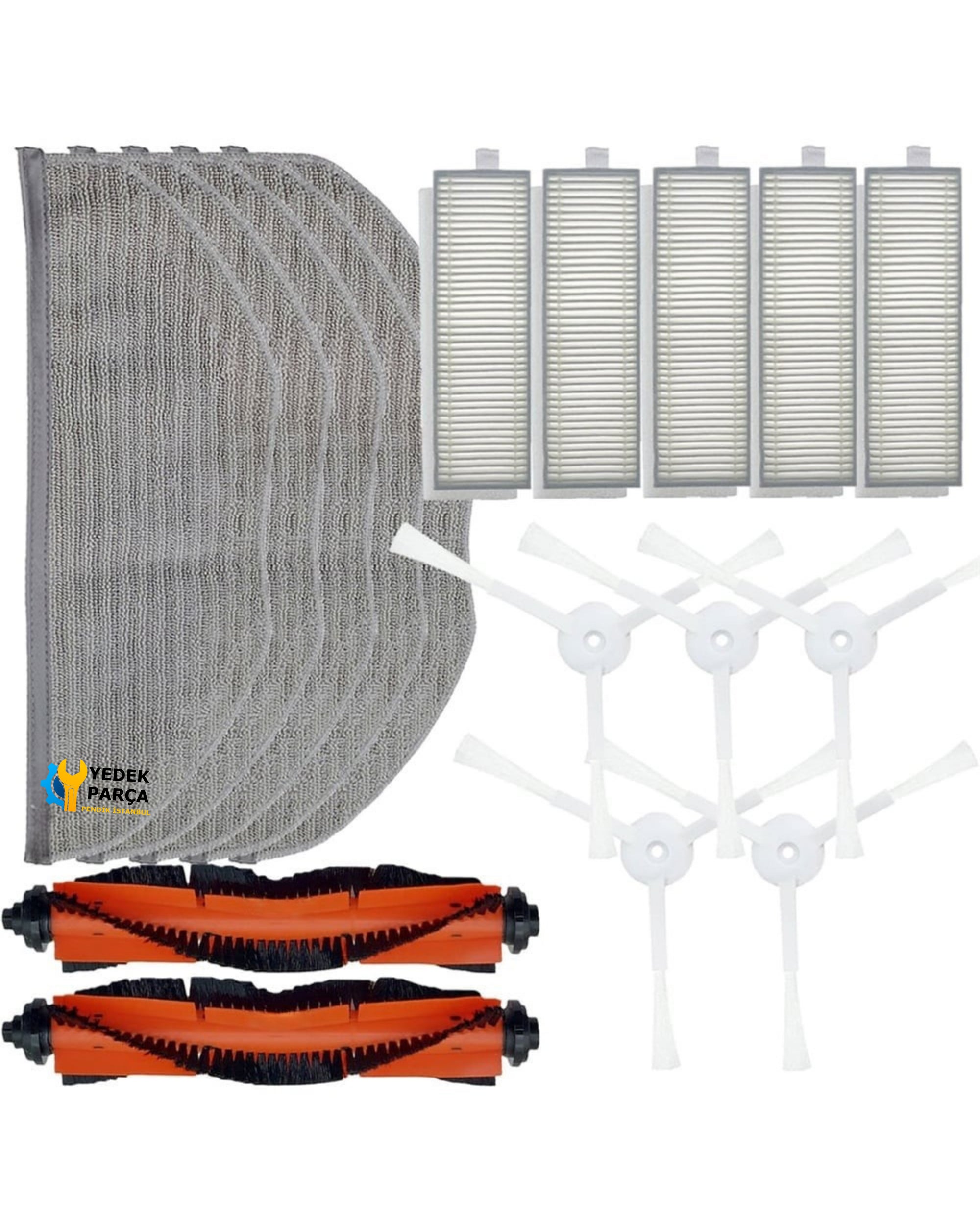 Xiaomi Uyumlu Mijia G1 MJSTG1 Robot Süpürge 2 Rulo 5 Yan Fırça 5 Hepa Filtre 5 Paspas Bezi