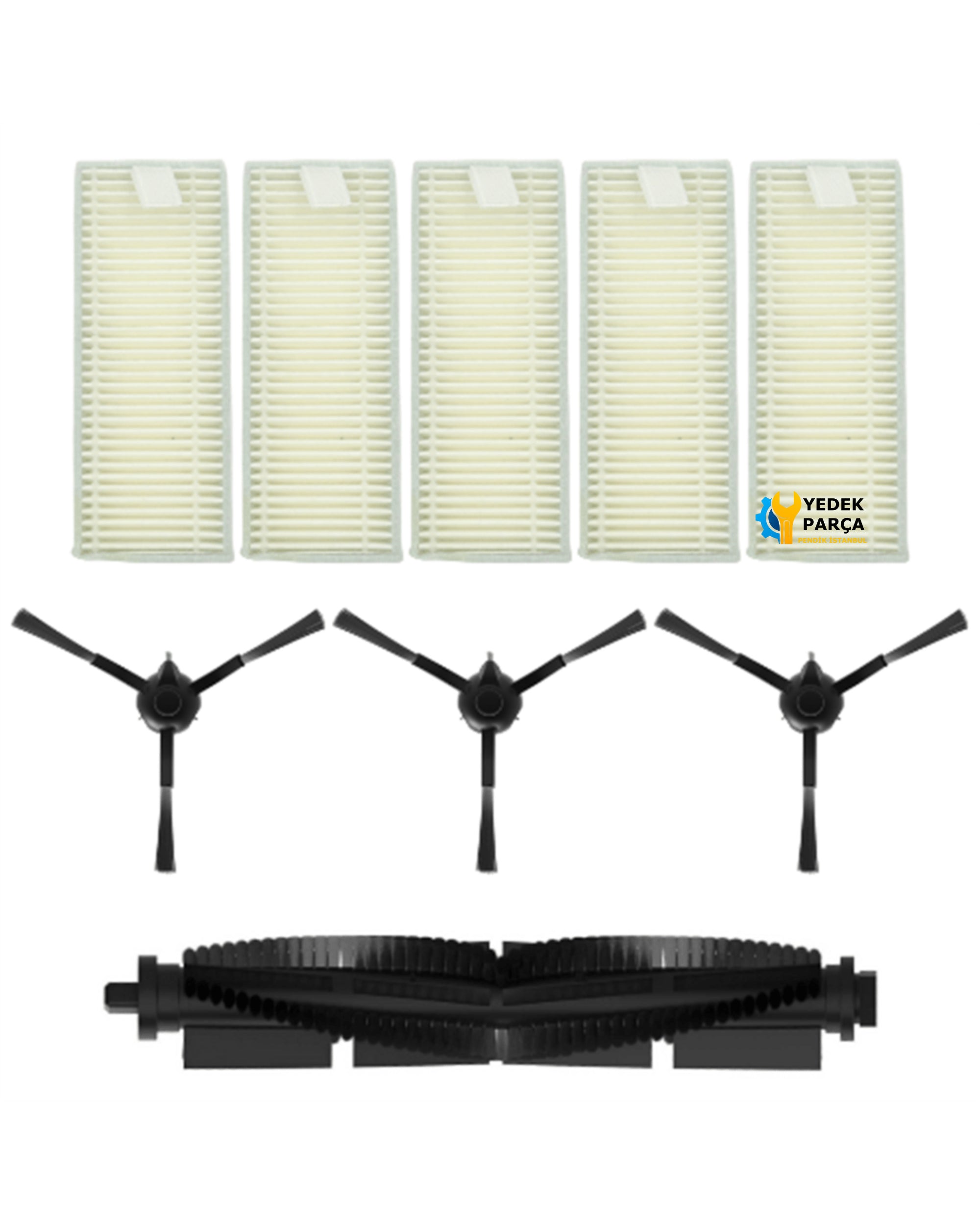 360 Uyumlu S8 Plus Robot Süpürge Ana Fırçası, Hepa Filtre 5 Adet, Yan Fırça 3 Adet